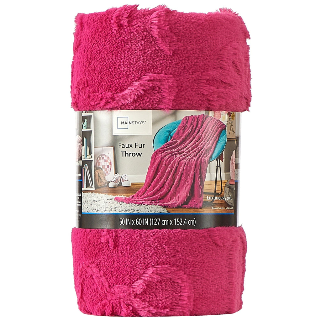 Decorative Knitted Gen Z 50" x 60"Carved Bow Faux Fur Throw - Cozy Fleece Throw Blanket for Couch & Bed Detail