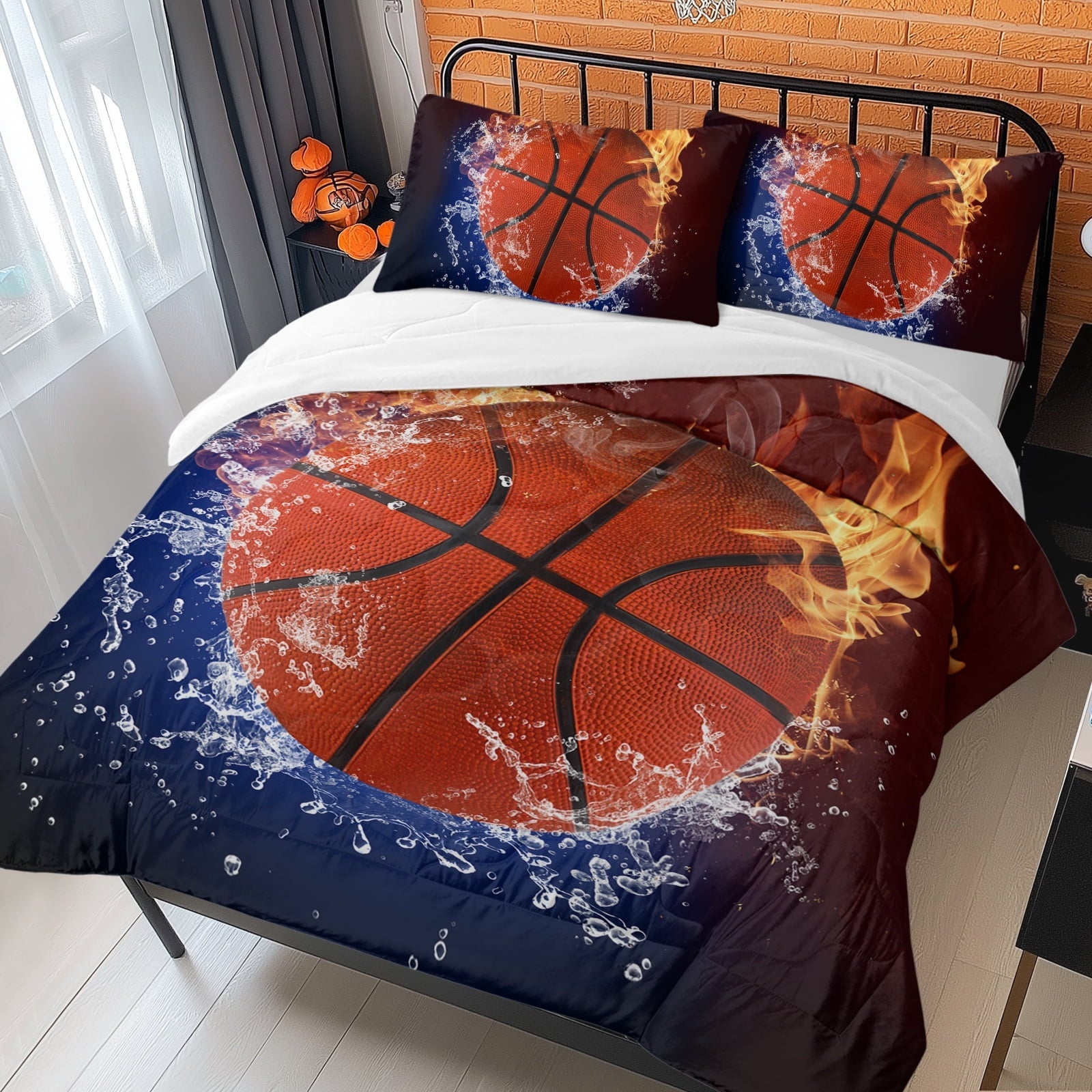Hypoallergenic Cloud Twin Comforter Set, 3 Pieces Sport Bedding Set for Kids Boys Teens Brushed Microfiber Basketball Comforter Set, 66x90... - Cloud-Like Soft Lightweight Bed Comforter Detail