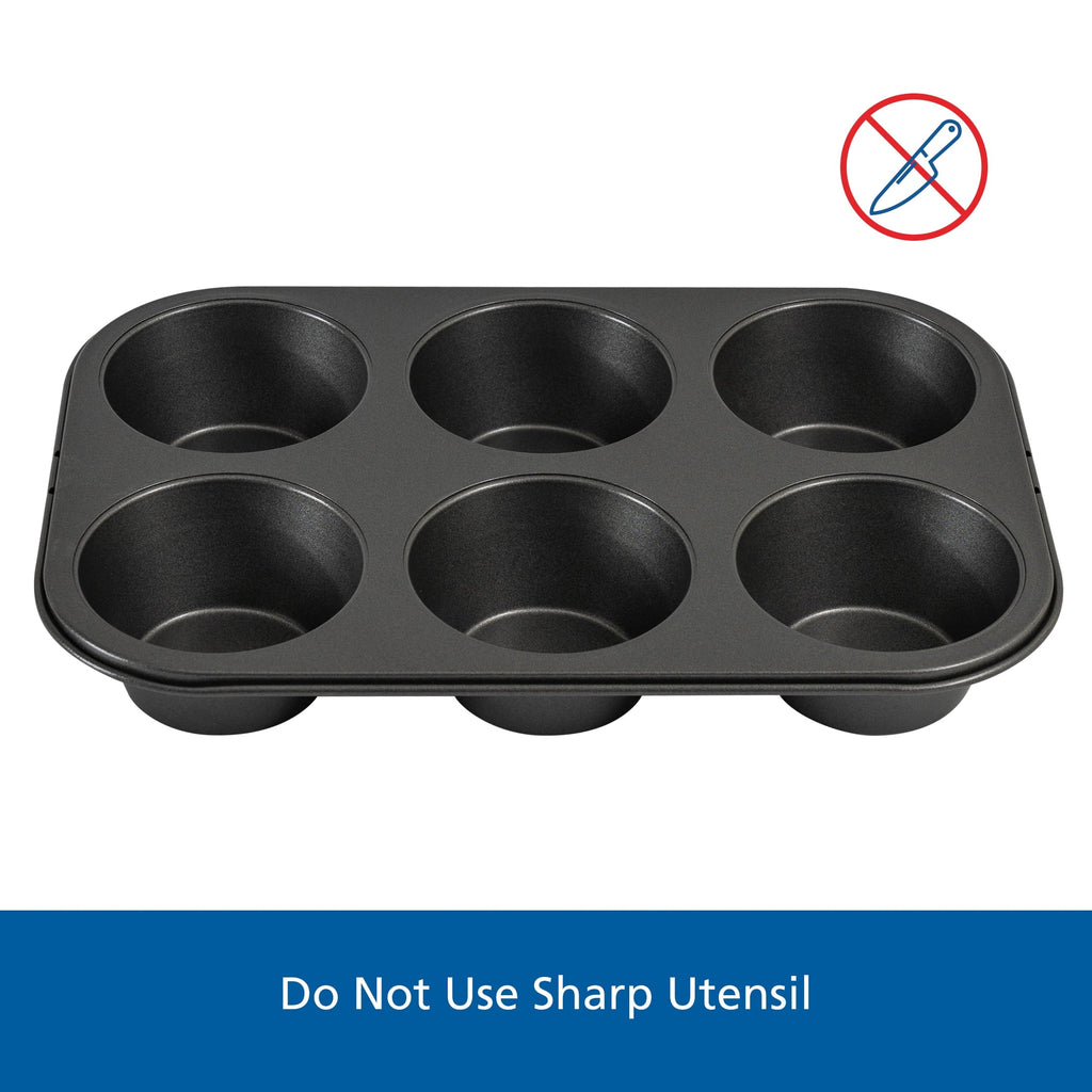Premium Kitchen 6 Cup Jumbo Muffin Pan, Non-Stick Bakeware,3.4 inch Diameter Cups,Gray,Carbon Steel - Kitchen Gadget Tool for Quick Food Prep Detail