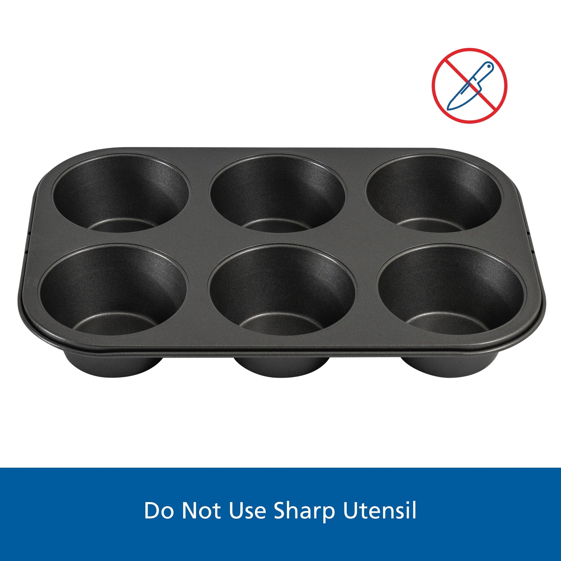 Premium Kitchen 6 Cup Jumbo Muffin Pan, Non-Stick Bakeware,3.4 inch Diameter Cups,Gray,Carbon Steel - Kitchen Gadget Tool for Quick Food Prep Detail