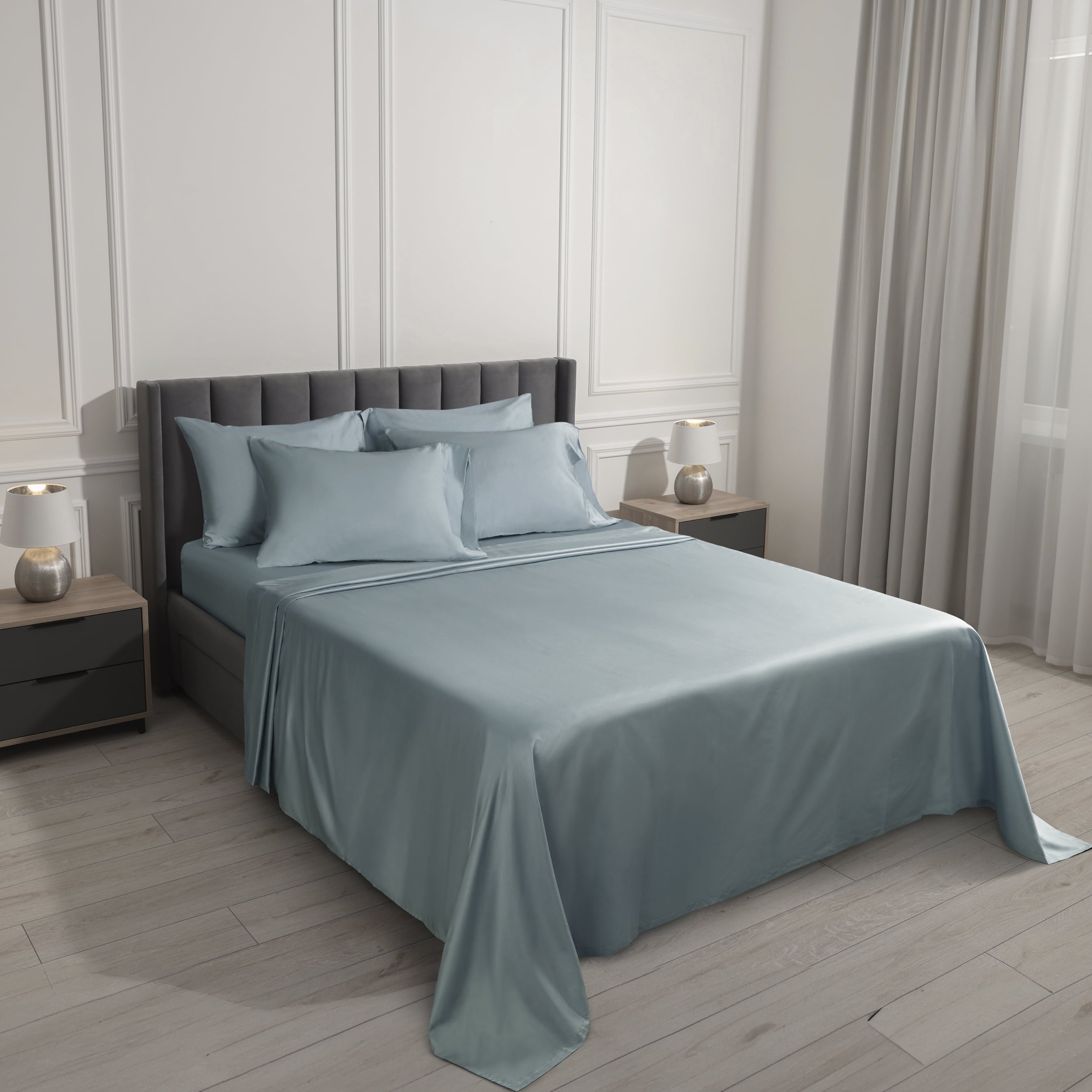 Ultra-Soft 6-Piece 800 Thread Count Lead Cotton Rich Adult Bed Sheet Set, King - Deep Pocket - Cooling Hotel Quality Bedding Sheets and Pillowcases Detail