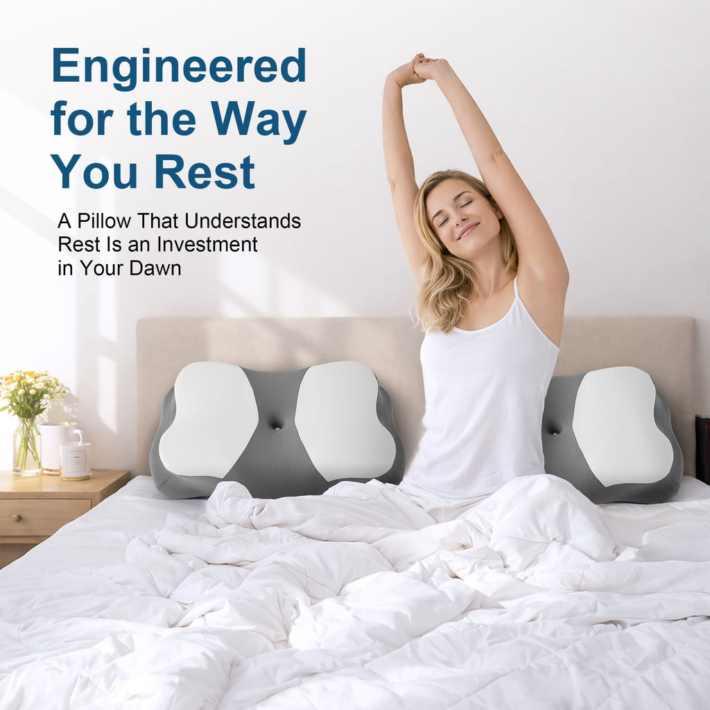 Orthopedic Support Memory Foam Cervical Pillow for Sleeping Support - Orthopedic Bed Pillow for Neck, Shoulder Pain Relief, Adults, Side... - Decorative Throw Pillow Cushion for Sofa & Bed Detail