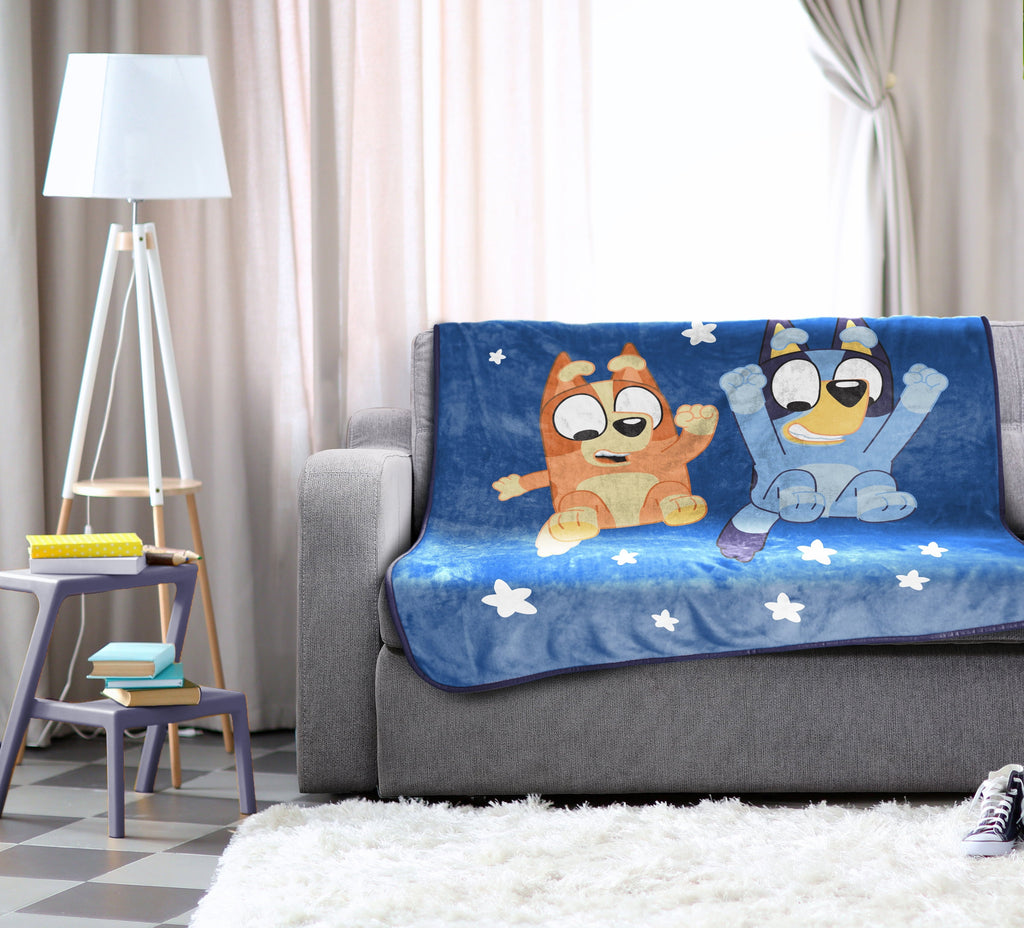 Cozy Fleece In The Dream Kids Throw Blanket, 46 x 60, Microfiber, Blue, BBC Studios Ages 1+ - Luxury Knitted Decorative Throw Blanket with Fringes Detail