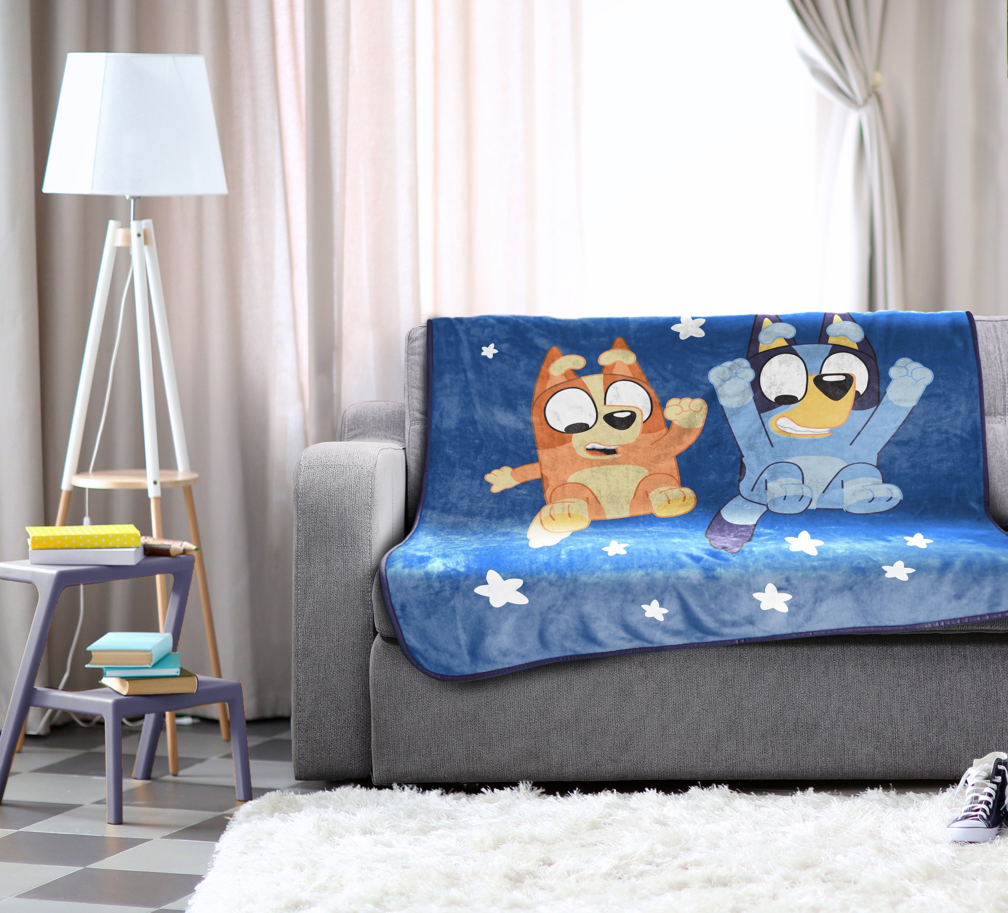 Cozy Fleece In The Dream Kids Throw Blanket, 46 x 60, Microfiber, Blue, BBC Studios Ages 1+ - Luxury Knitted Decorative Throw Blanket with Fringes Detail