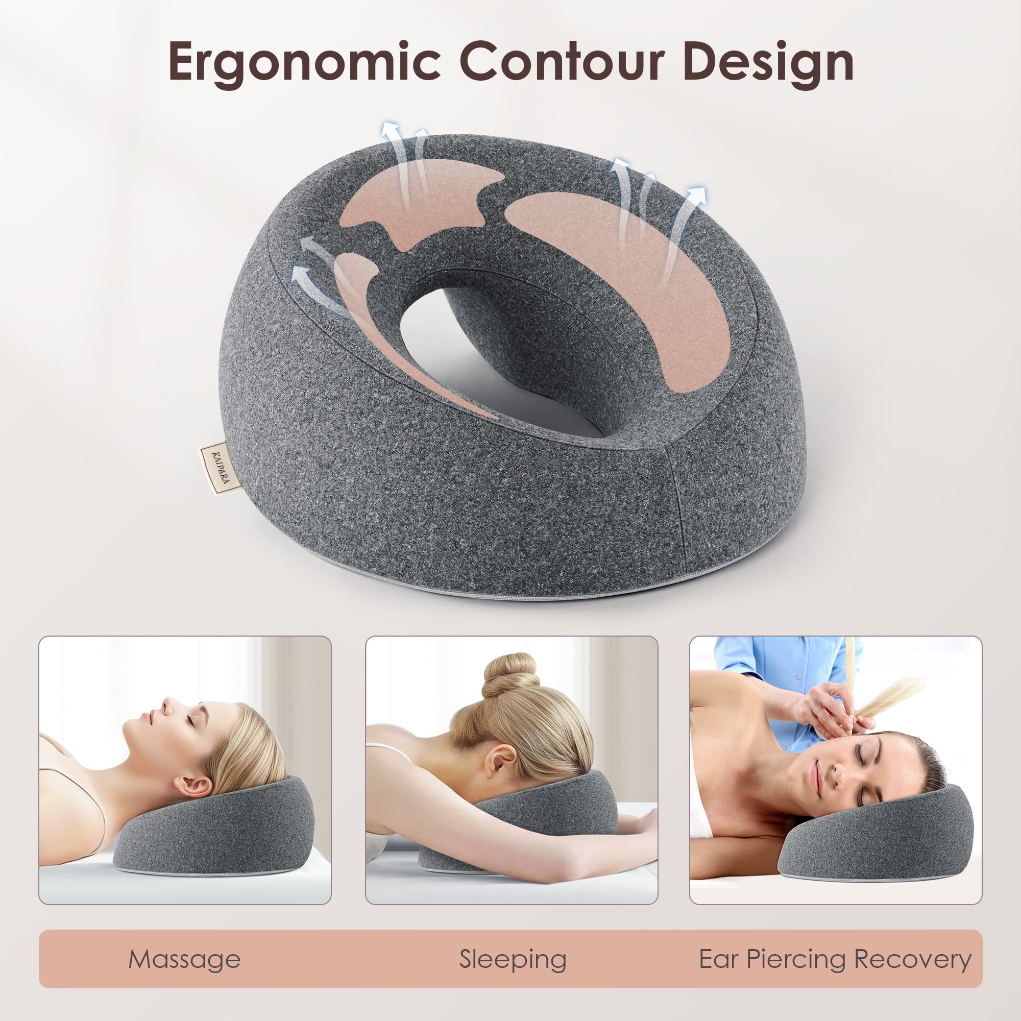 Decorative Plump Face Down Pillow Massage Headrest for Bed, Memory Foam Pillow Face Cradle Support for Stomach Sleepers, Eye Post-Surg... - Decorative Throw Pillow Cushion for Sofa & Bed Detail