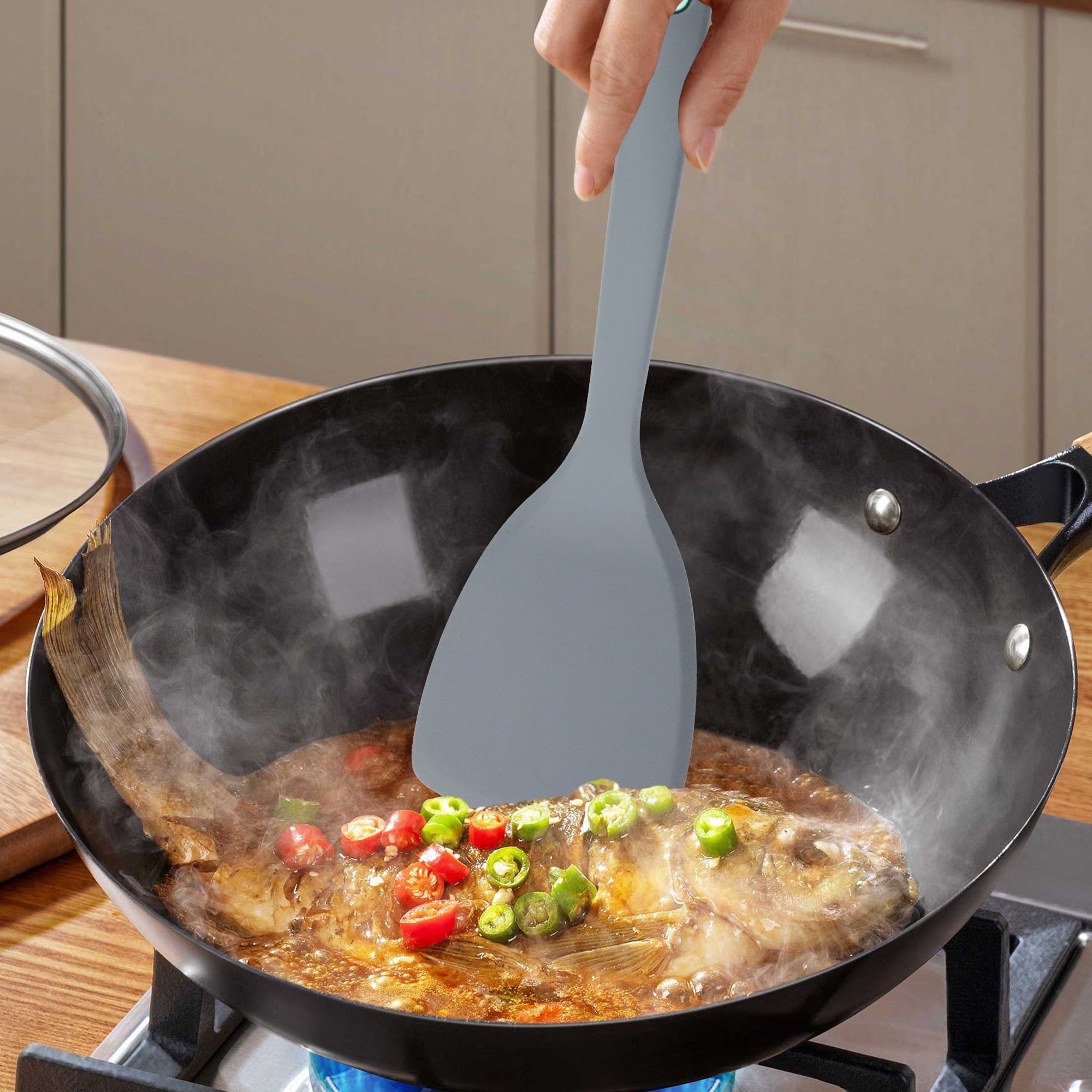 Heavy Duty 5 Pieces Silicone Spatula Set, Non-Stick Silicone Turner Spatulas, Heat Resistance Cooking Utensils, Fli... - Multi-Purpose Hand Tool for Daily Meal Prep Detail