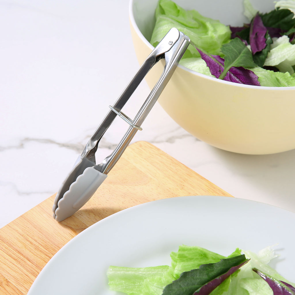 Durable Steel Stainless Steel and Silicone Mini Food Tongs Grey - Heavy Duty Stainless Steel Kitchen Shears Detail