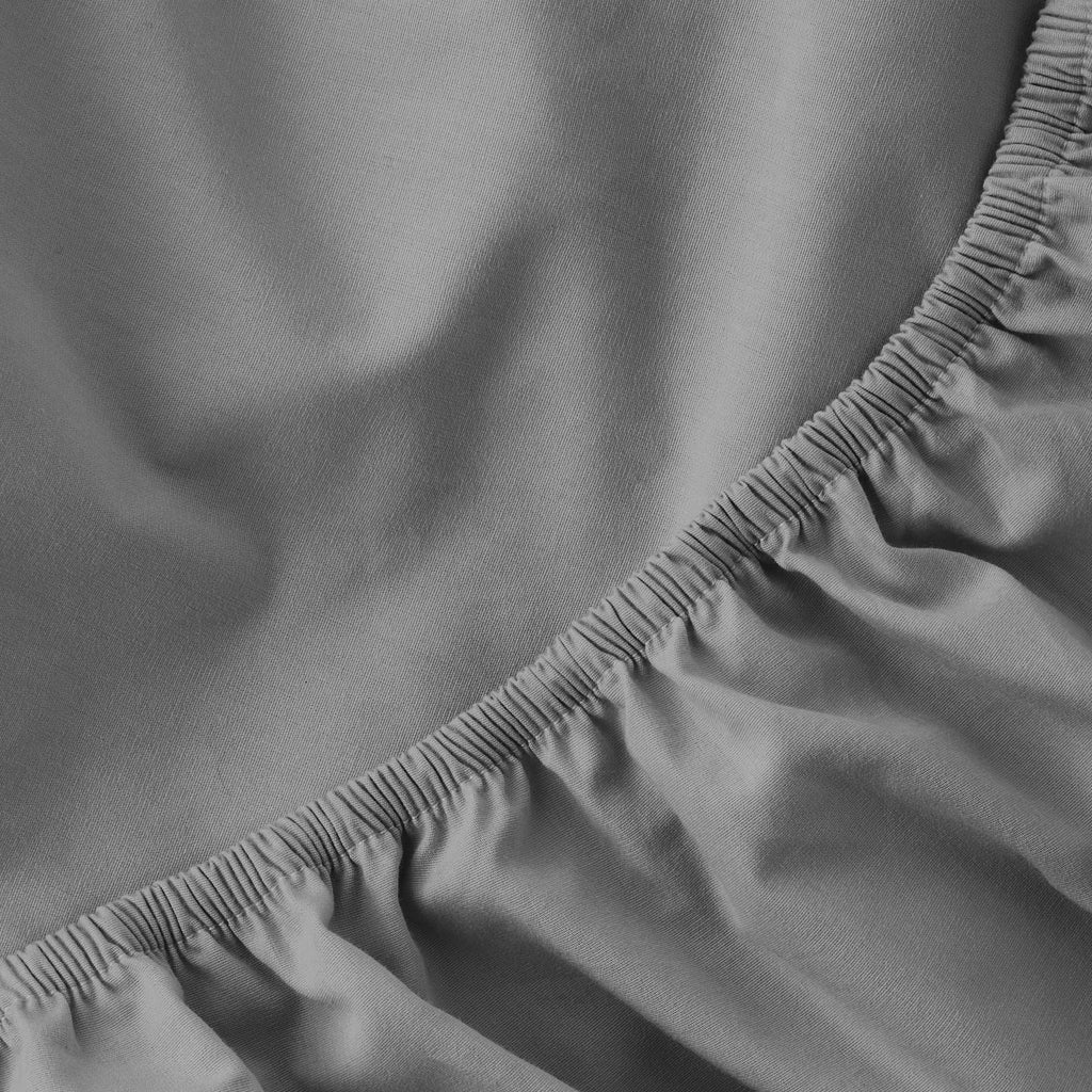 Breathable Luxury Solid Soothing-Gray Cotton Blend Fitted Sheet, Twin/Twin XL - Premium Ultra-Soft Pillowcase Pair for Sleeping Detail
