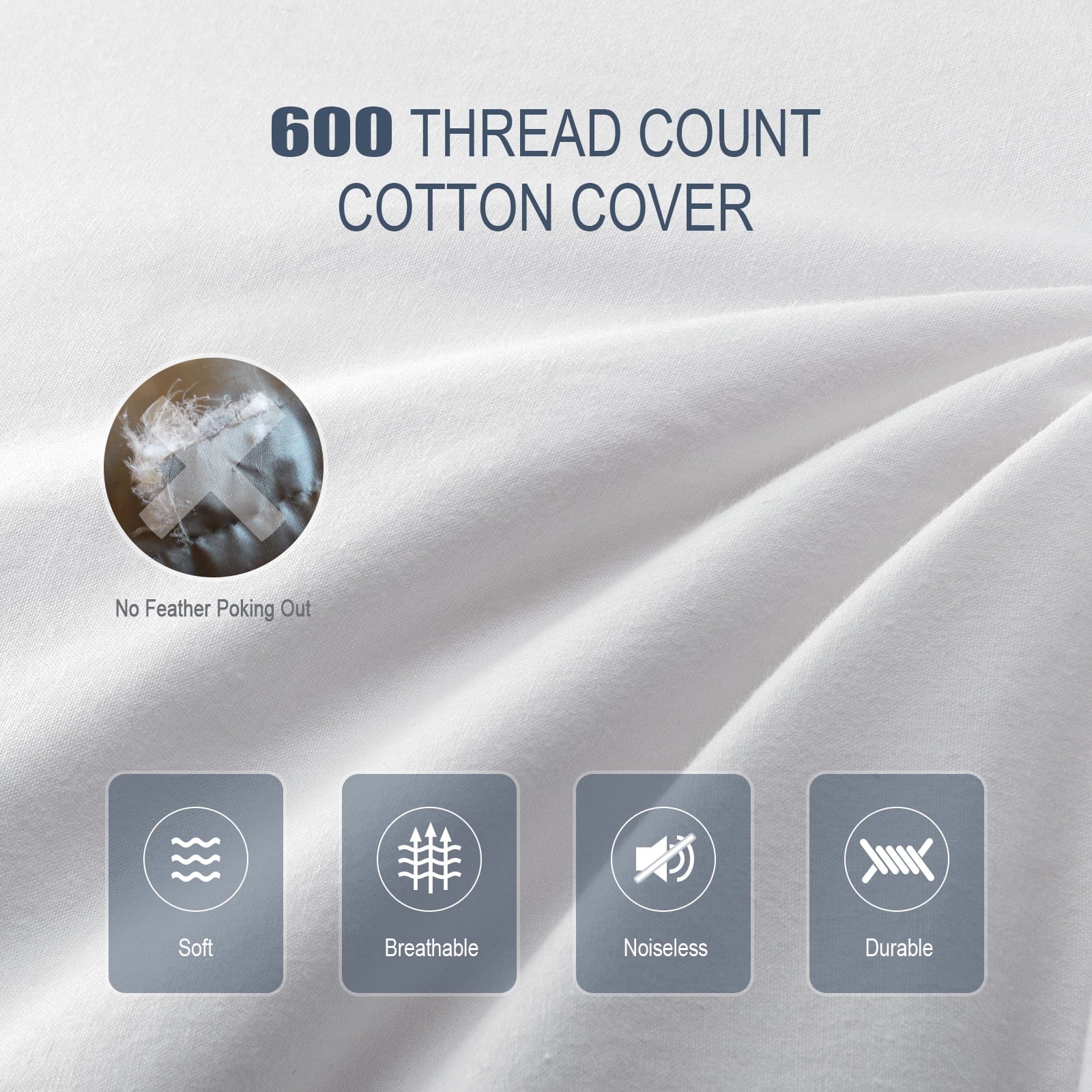 Hotel Collection Goose Feather & Down Pillow King Size 20"x36" – Hotel Quality Bed Pillow for Sleeping, 100% Organic Cotton Cover, Hyp... - Hotel Quality Plush Sleeping Pillows Detail