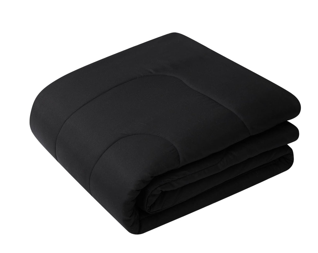 All-Season 7 Piece Reversible Bed in a Bag Comforter Set with Sheets, Black, King - Hypoallergenic Ultra-Fluffy Quilt for Winter Detail