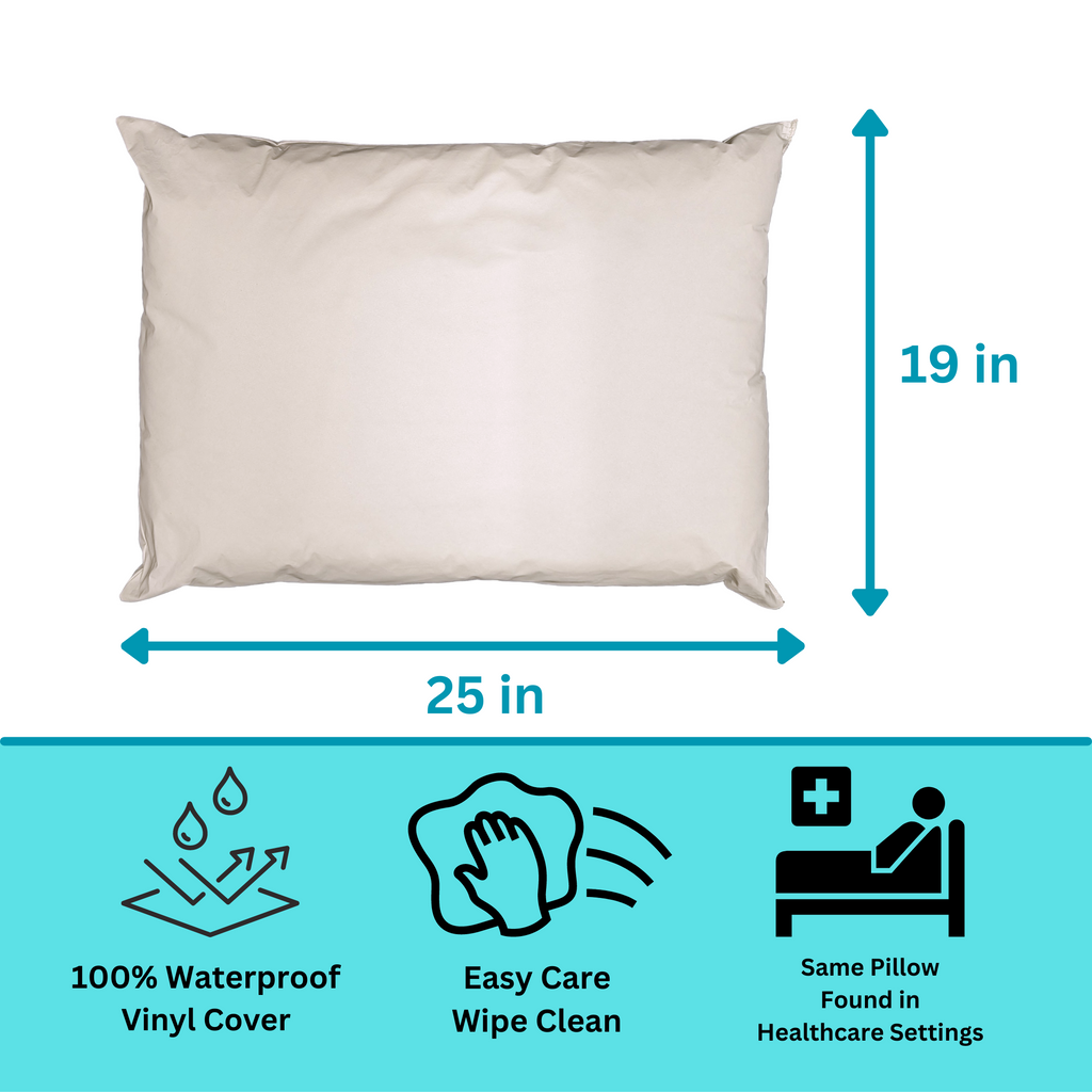 Ergonomic Memory Foam 2 Pack Vinyl Covered Medical Bed Pillows 19 in x 25 in | Wipeable Easy Clean | Fluid Stain Resistant - Ergonomic Memory Foam Pillow for Neck Pain Support Detail