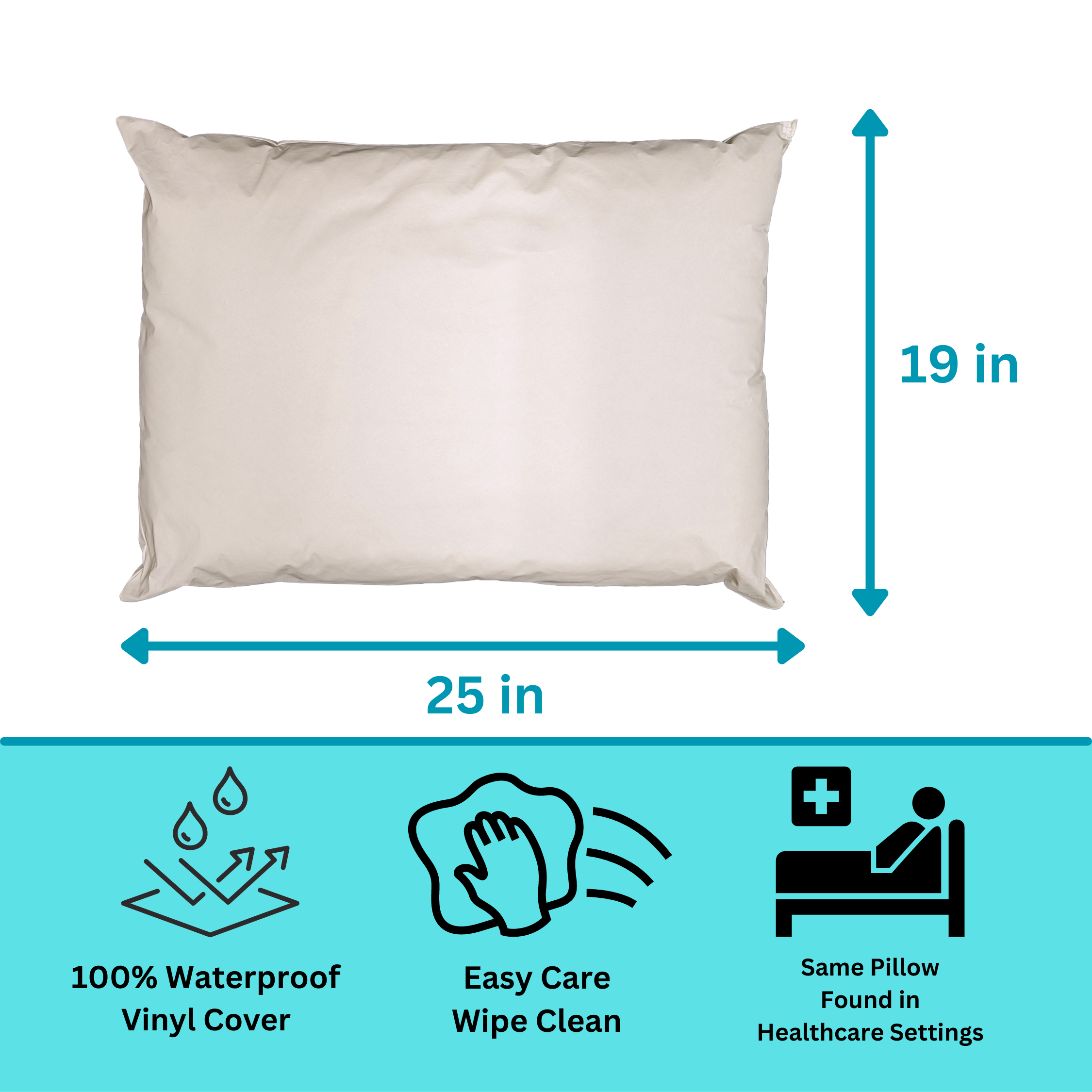 Ergonomic Memory Foam 2 Pack Vinyl Covered Medical Bed Pillows 19 in x 25 in | Wipeable Easy Clean | Fluid Stain Resistant - Ergonomic Memory Foam Pillow for Neck Pain Support Detail