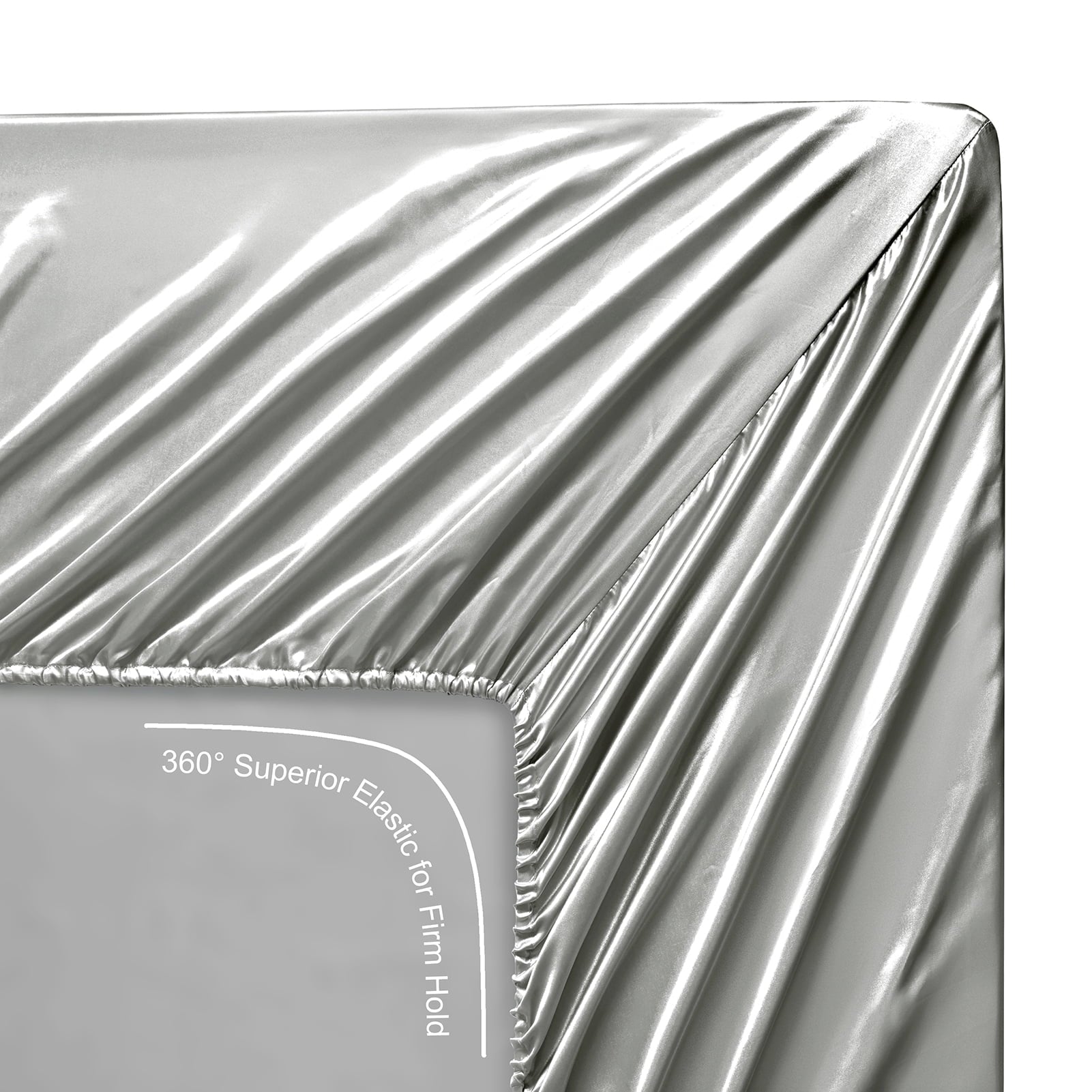 Breathable Luxury Luxury Satin Sheets Set Full Size Light Gray, 4-Piece Bedding Sets with Deep Pockets - Soft and Smooth Satin Bed Shee... - Breathable Egyptian Cotton Flat & Fitted Sheets Detail