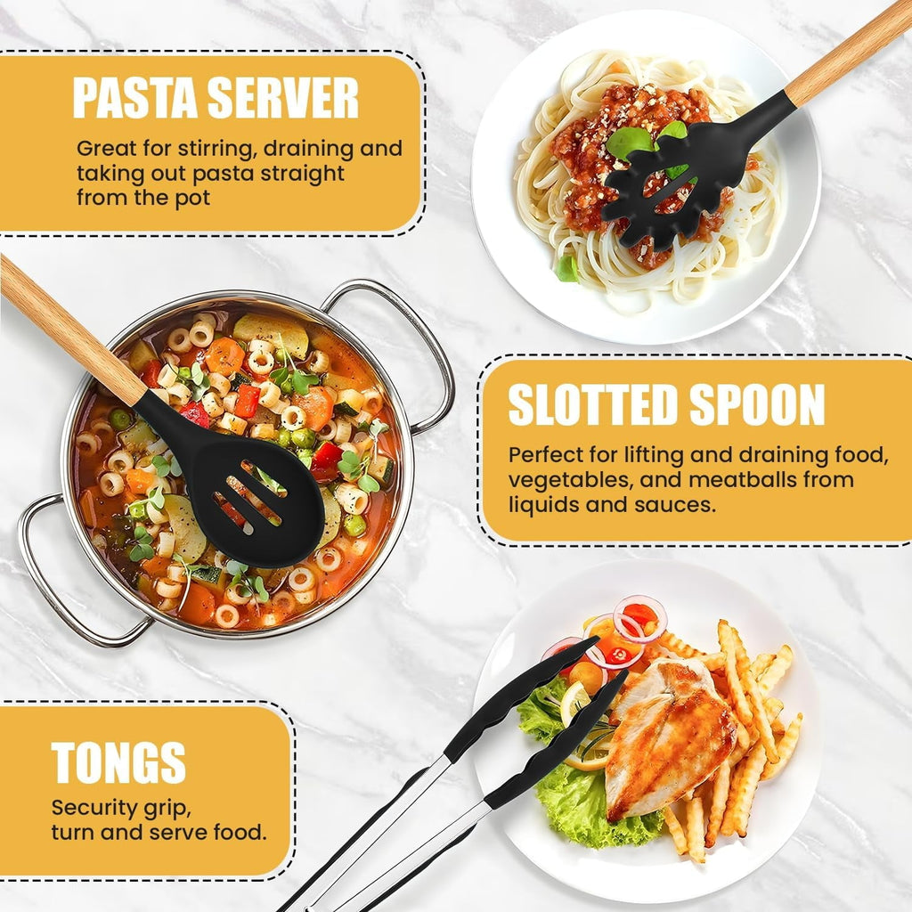 Ergonomic Cooking Kitchen Utensils Set- 19 Pcs Silicone Cooking Utensils Set for Nonstick Cookware-Silicone Spatulas Set, Kitchen Gadge... - Heat-Resistant Silicone Cooking Spatula Turner Detail