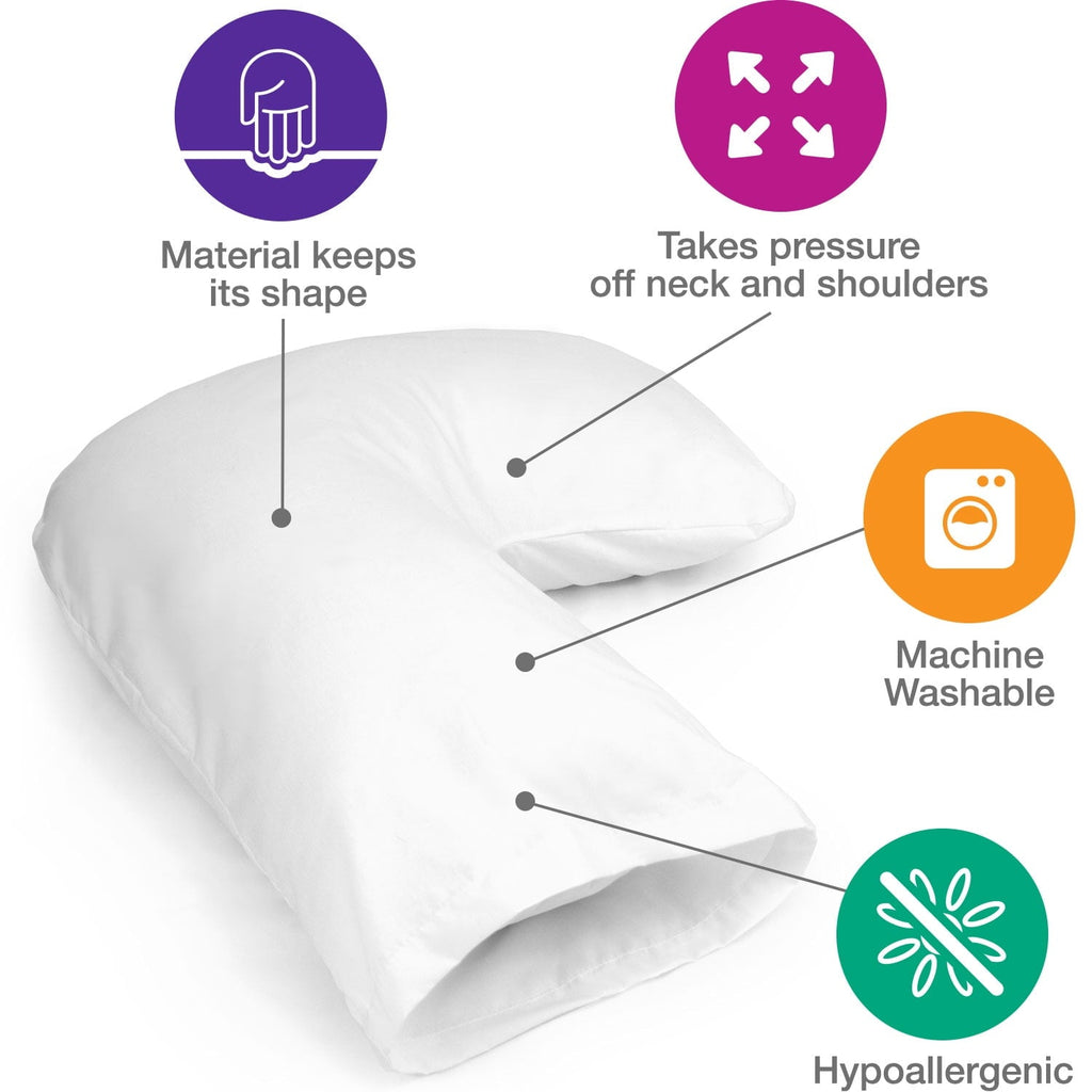 Ergonomic Memory Foam Hugg-A-Pillow 17" x 22" Bed Pillow White 554-7915-1900 - Orthopedic Shredded Foam Bed Pillow Set Detail
