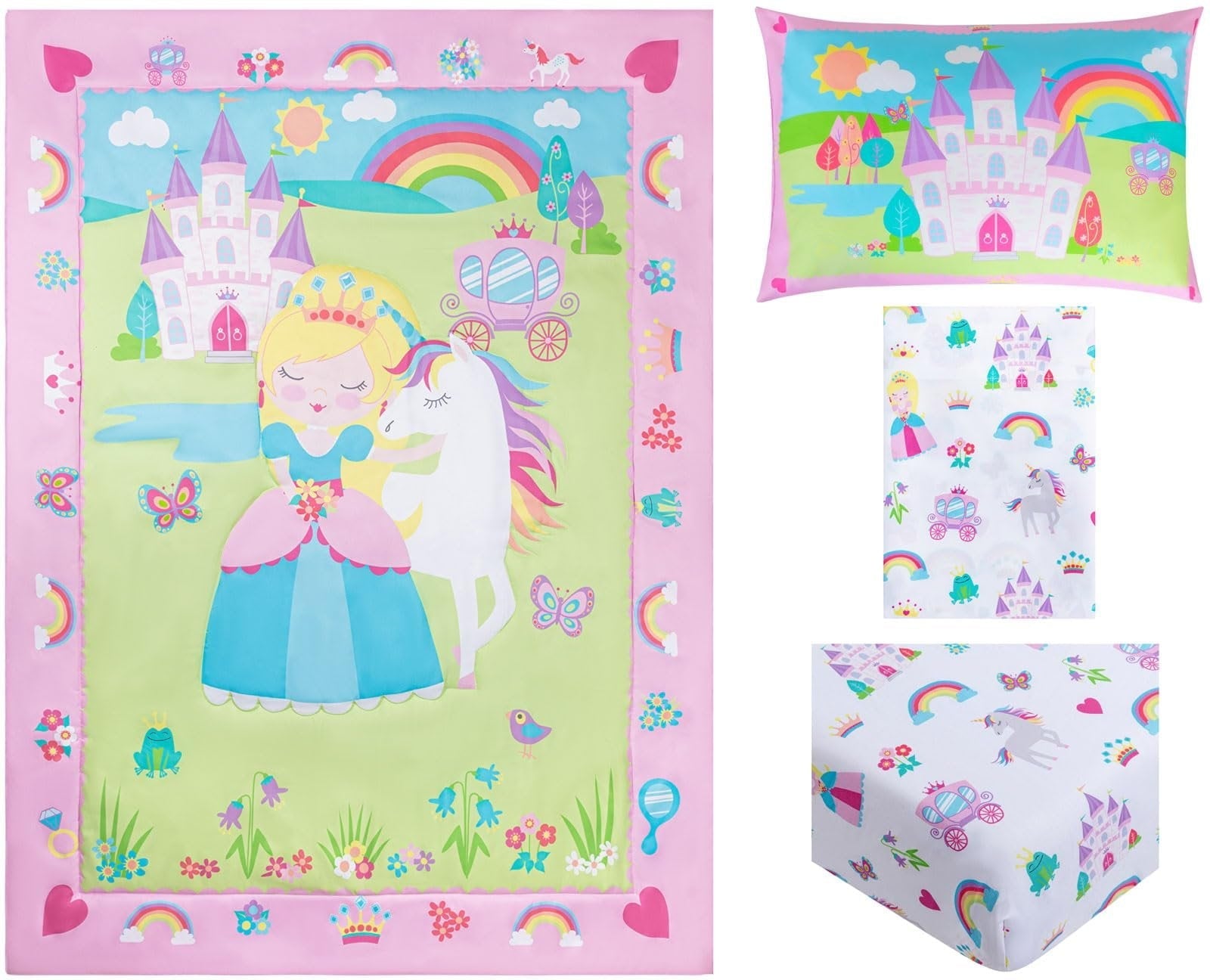 Fluffy Down Alternative Princess Toddler Bedding Set for Girls - 4-Piece Toddler Bed Comforter Sets for Girls, Reversible Comforter & Pillowc... - All-Season Down Alternative Comforter Insert Detail