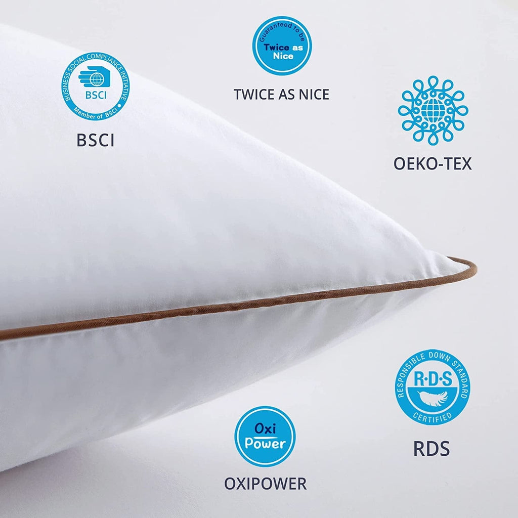 Fluffy Shredded Down Feather Pillows for Bed 20 x 30 Inches Queen Size Set of 2, Medium Firm Luxury Cooling Hotel Collection Feather ... - Orthopedic Shredded Foam Bed Pillow Set Detail