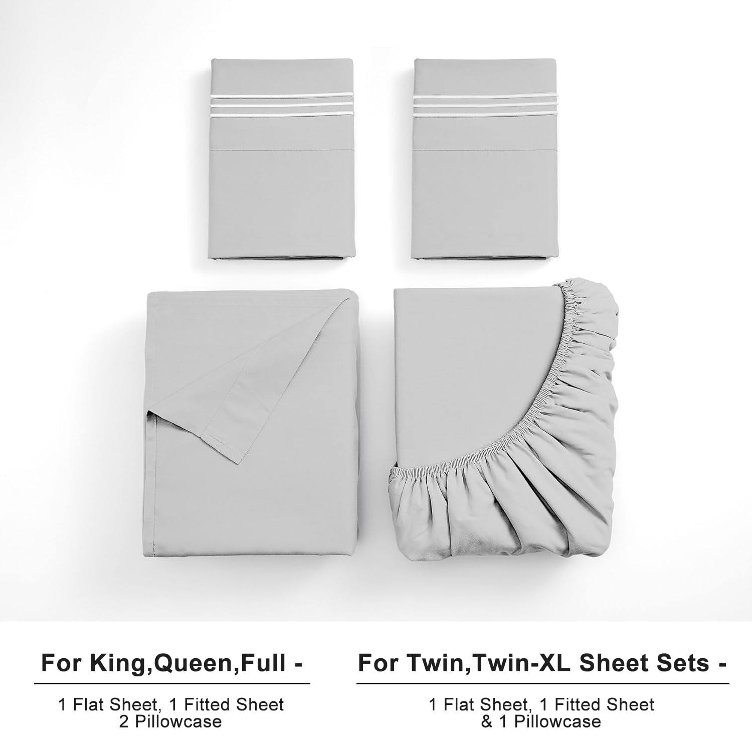 Ultra-Soft Twin Bed Sheet Set 3 Piece, Hotel Luxury Super Soft 1800 Series Microfiber Bed Sheets Set, Wrinkle Free Breathable, U... - Cooling Hotel Quality Bedding Sheets and Pillowcases Detail