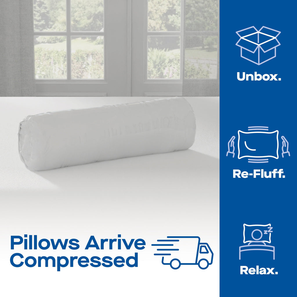 Fluffy Shredded Huggable Support Bed Pillow, Standard- Soft Velvety Cover, Squishable Comfort (2 Count) - Decorative Throw Pillow Cushion for Sofa & Bed Detail