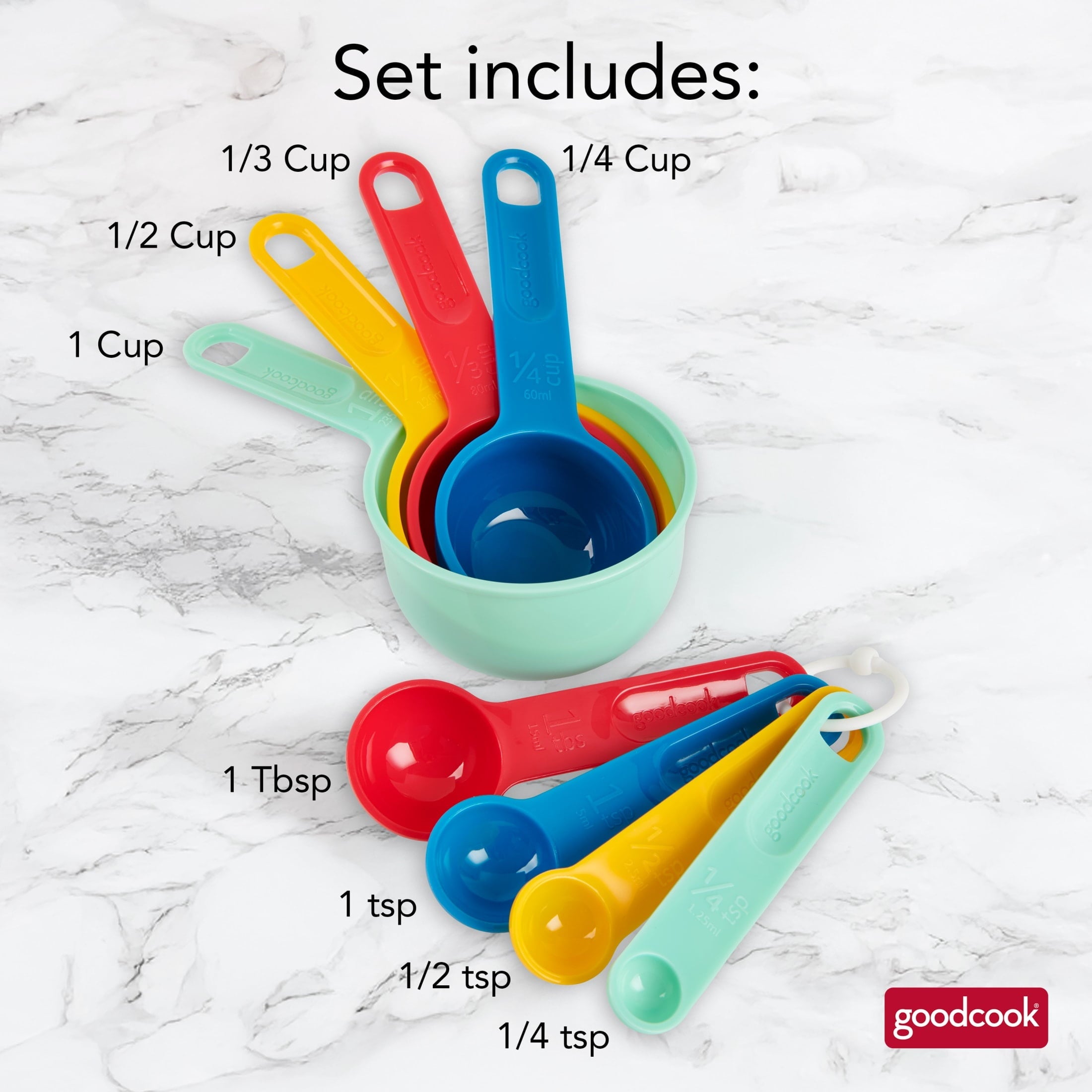 Innovative Measuring Cups And Spoons, Set Of 8 Nesting With Storage Ring - Kitchen Gadget Tool for Quick Food Prep Detail