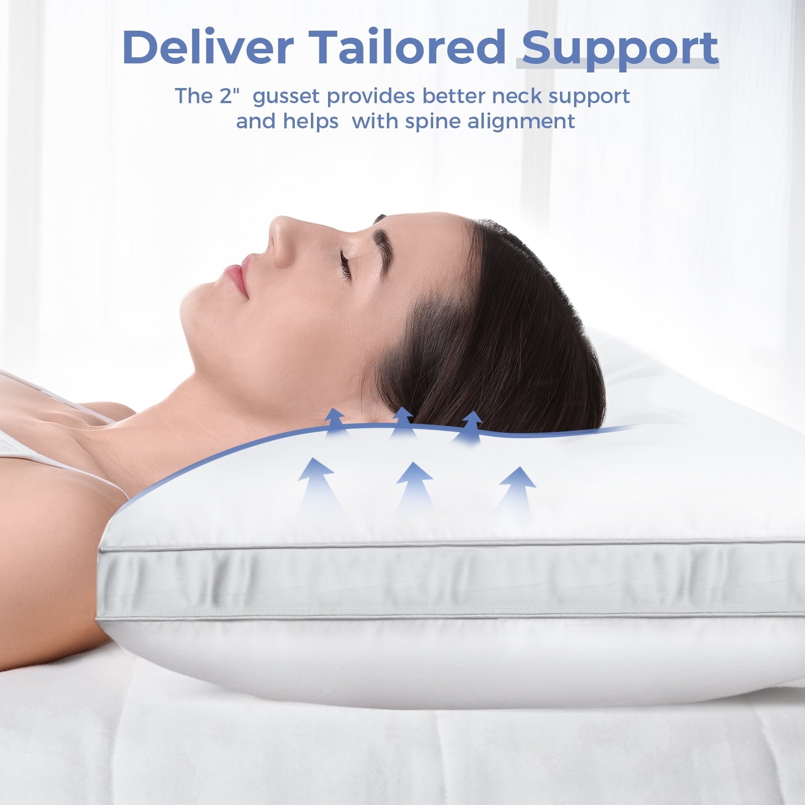 Ergonomic Memory Foam Bed Pillows King Size Set of 2, Luxury Hotel Quality,Fluffy and Supportive Gusseted Bed Pillows for Side, Back, or St... - Ergonomic Memory Foam Pillow for Neck Pain Support Detail