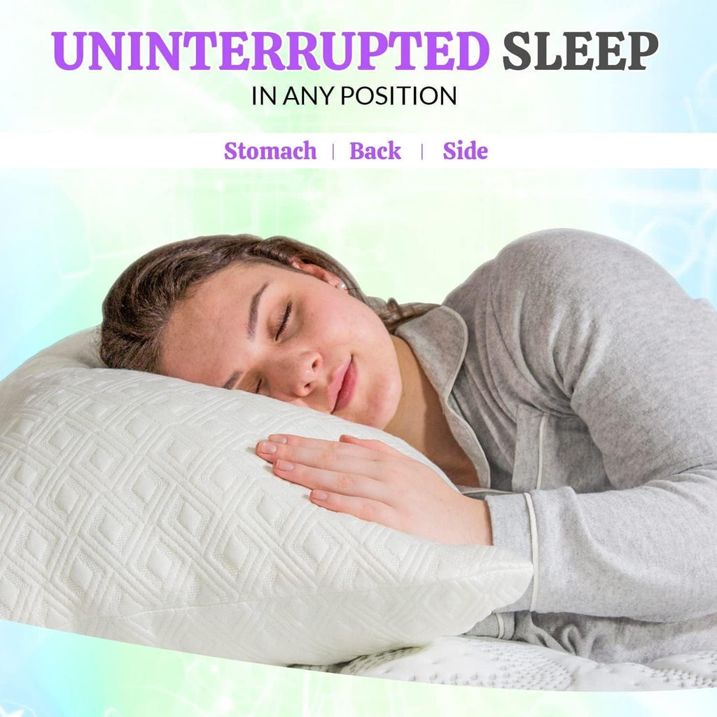 Orthopedic Support King Size Bamboo Pillow, Memory Foam Bed Pillows with Washable Pillowcases, King - Decorative Throw Pillow Cushion for Sofa & Bed Detail