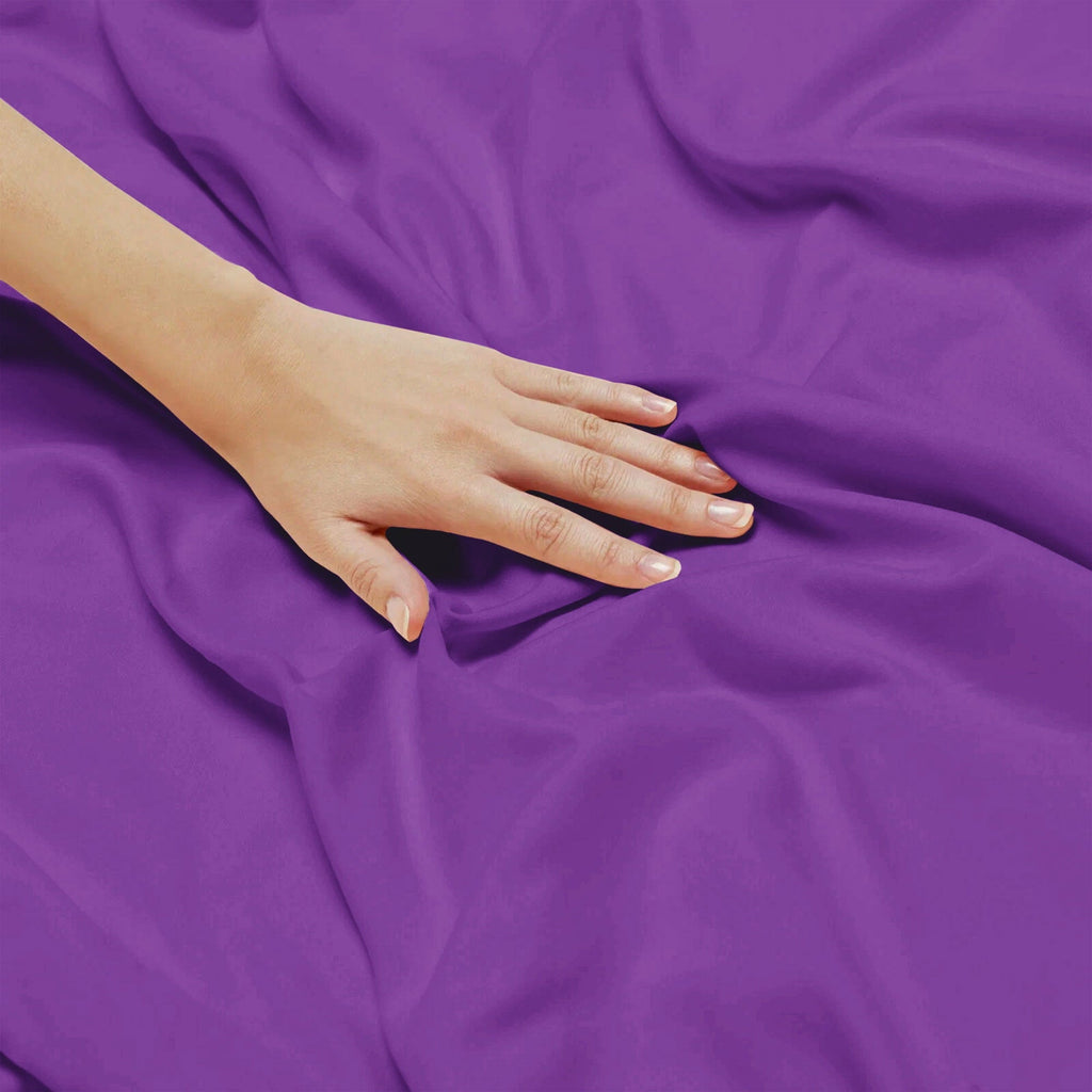 Premium Egyptian Cotton King Bed Sheets - 16 Inch Deep Pocket 6 Piece Microfiber Bedding Sheets & Pillowcase Sets - Purple - Breathable Egyptian Cotton Flat & Fitted Sheets Detail