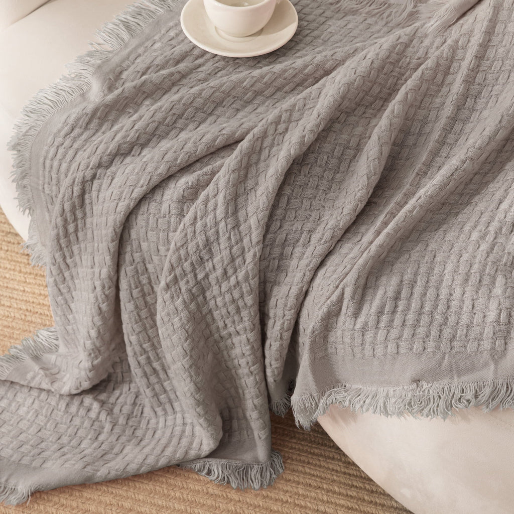 Super Soft Flannel Knitted Throw Blanket with Fringes for Couch, Soft and Warm Textured Throw for All Season, Lightweight Breathable Roo... - Lightweight Plush Warm Blanket for All Seasons Detail