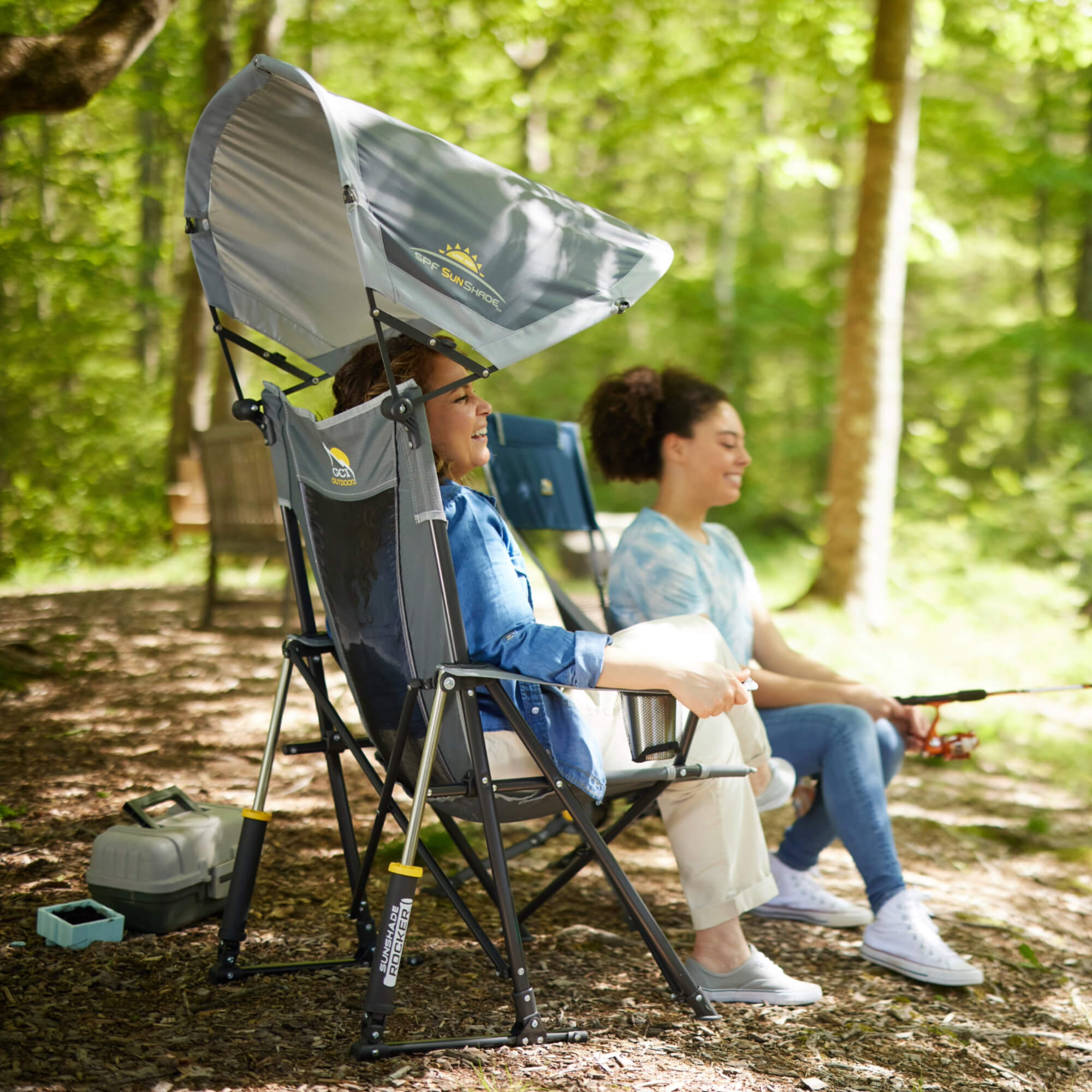 Luxury Camp SunShade Rocker - Choice 550 - Patented Spring-Action Rocking Chair for Camping Detail