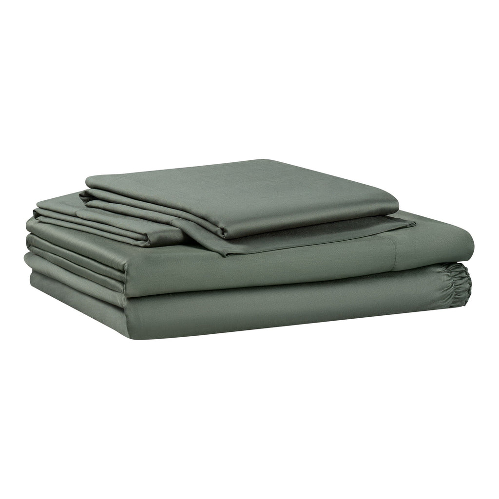 Cooling Sateen 4-Piece & Silky Serenity 100% Bed Sheets Set, Flagstone, Queen - Luxury Bed Sheet Set with Deep Pockets - Default Title