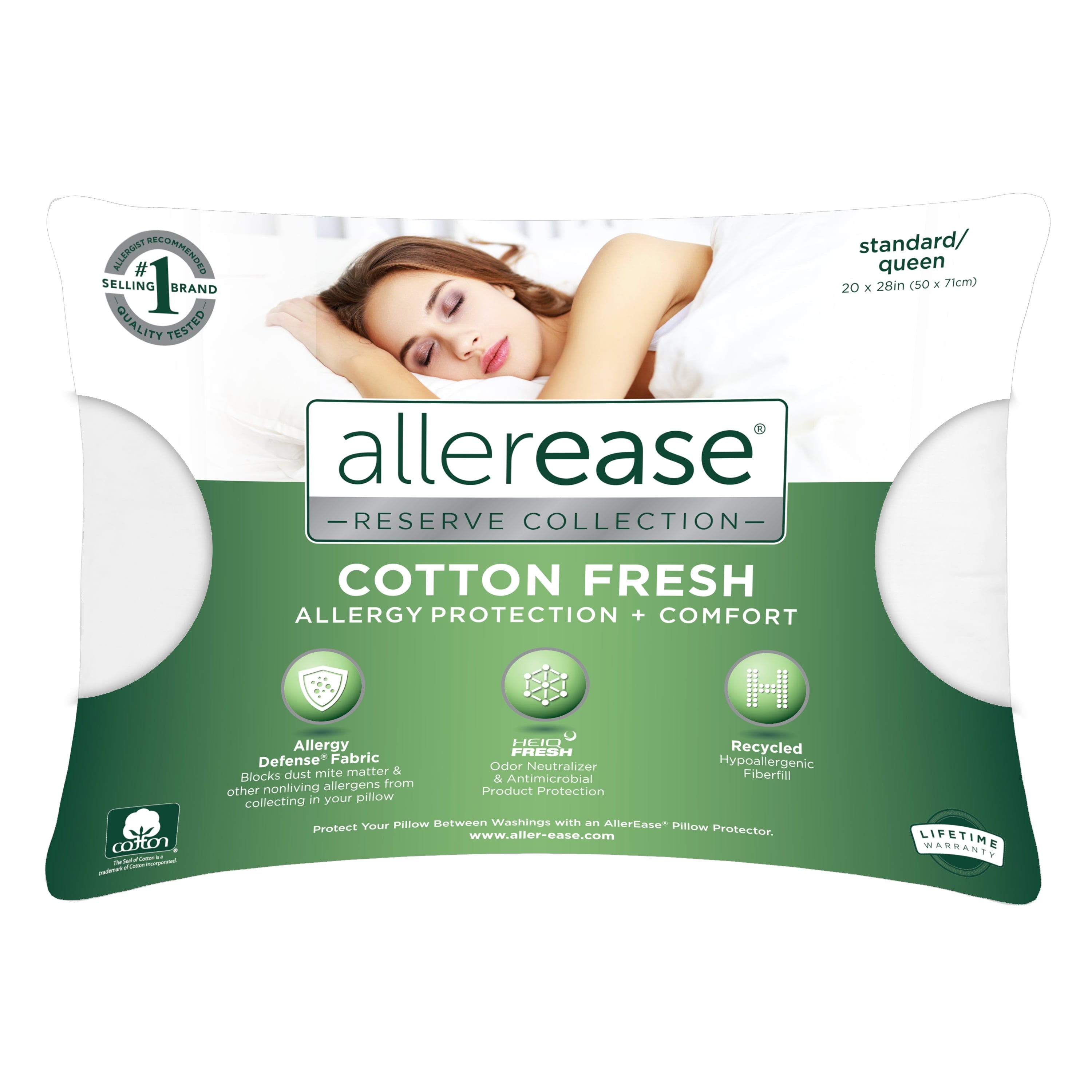 Hotel Collection Cotton Fresh Bed Pillow, S/Q, White- 2 Pack Antimicrobial Allergy Defense Fabric - Orthopedic Shredded Foam Bed Pillow Set - Default Title