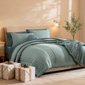 Luxurious Quilted 7-piece Bed in a Bag Comforter Set with Sheets,Sage Green,Full - Hypoallergenic Ultra-Fluffy Quilt for Winter - Default Title