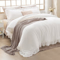 All-Season Queen Comforter Set White, 3 Pieces Soft Fluffy Farmhouse Ruffle Bedding Comforter Sets for Queen Bed, All Season Lig... - Luxurious Quilted Duvet Cover Set - Default Title