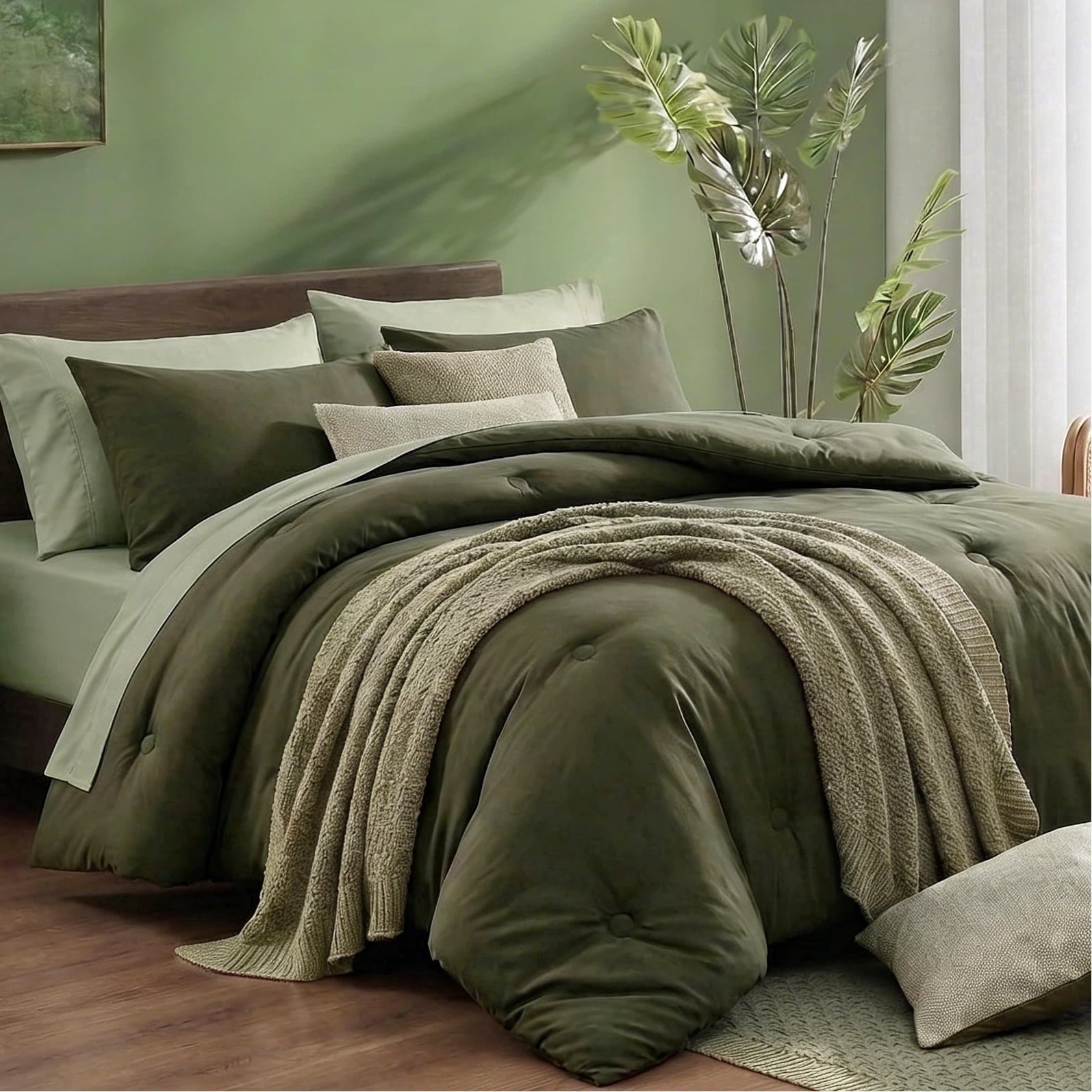 Hypoallergenic Cloud 7 Pieces Comforter Set Queen，Bed in A bag，All Seasons Bedding sets with Comforter,Fitted Sheet,Flat Sheet,Pillowcases... - Luxurious Quilted Duvet Cover Set - Default Title