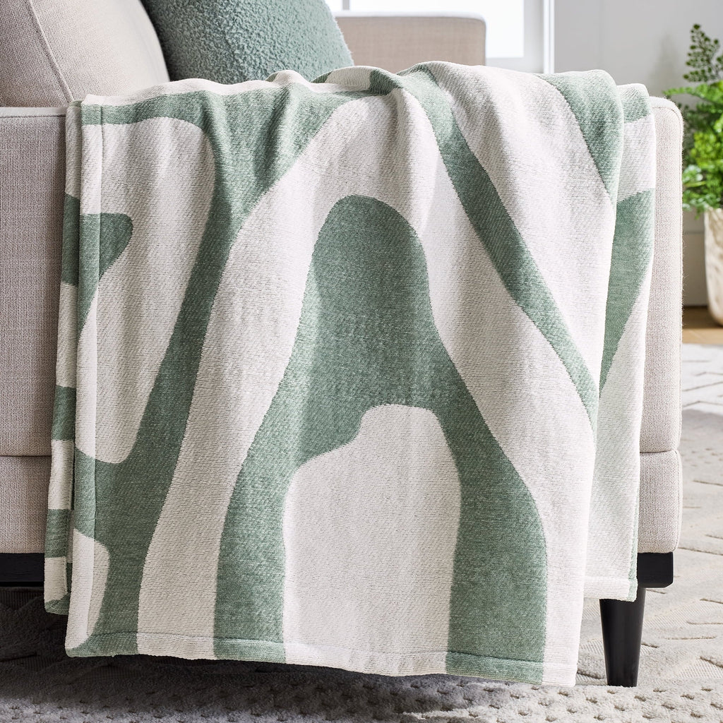 Decorative Knitted Chenille Jacquard Soft Throw Blanket, Soft Sea - Luxury Knitted Decorative Throw Blanket with Fringes - Default Title