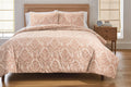 All-Season Woven Damask 2-Piece Comforter Set, Blush, Full Queen, All Ages - Luxurious Quilted Duvet Cover Set - Default Title