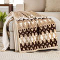 Reversible Sherpa Printed Velvet Plush Reverse to Faux Fur Super Soft Throw Blanket, Oversized, Linder Border Beige - Cozy Fleece Throw Blanket for Couch & Bed - Default Title