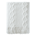 Super Soft Flannel Fluffy Chenille Knitted Fringe Throw Blanket, Lightweight Soft Cozy Bed Sofa Chair Blanket, White, 50" x 60" - Super Soft Reversible Sherpa Flannel Blanket - Default Title