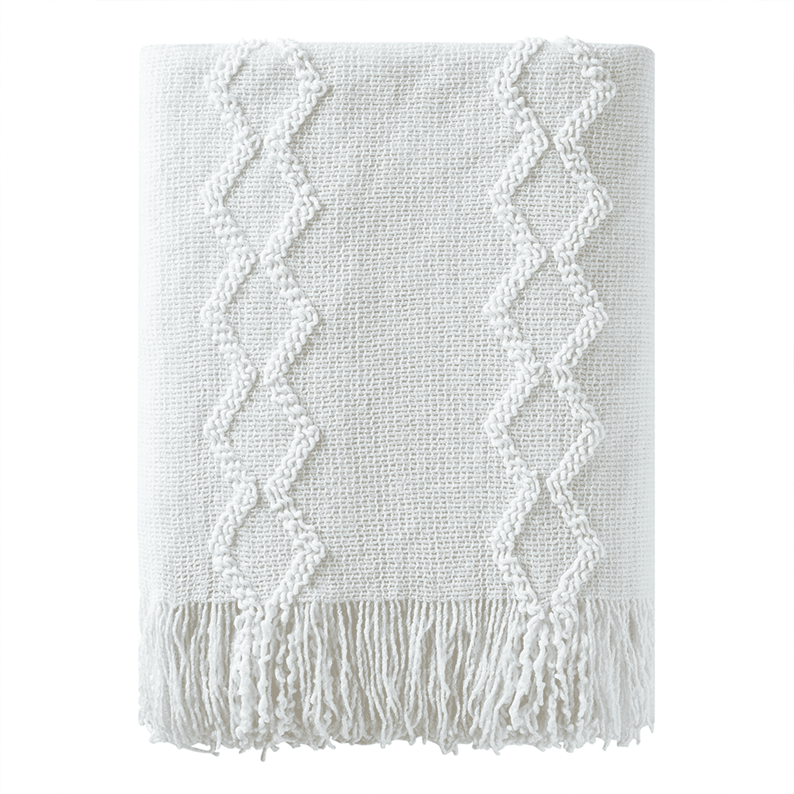 Super Soft Flannel Fluffy Chenille Knitted Fringe Throw Blanket, Lightweight Soft Cozy Bed Sofa Chair Blanket, White, 50" x 60" - Super Soft Reversible Sherpa Flannel Blanket - Default Title