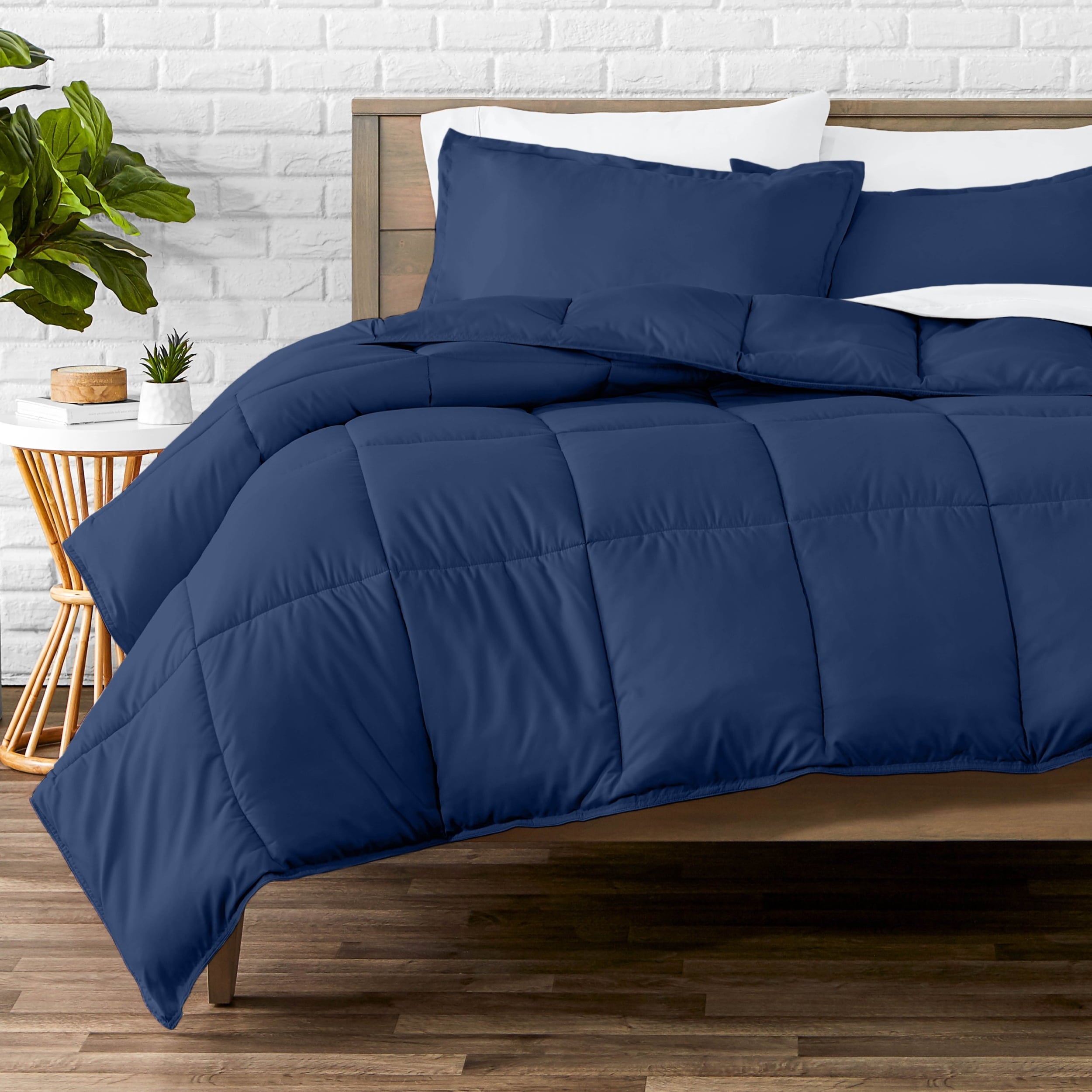 Hypoallergenic Cloud Down Alternative Comforter Set - 3-Pieces - All Seasons - Queen, Dark Blue - Cloud-Like Soft Lightweight Bed Comforter - Default Title