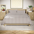 Luxurious Quilted 100% Cotton Striped 3-Piece Natural Comforter Set, Full/Queen - Hypoallergenic Ultra-Fluffy Quilt for Winter - Default Title