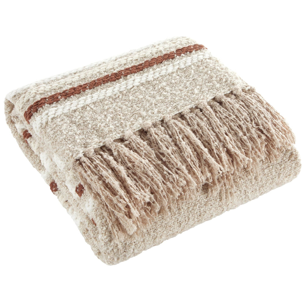 Super Soft Flannel 60" x 50" Cozy Striped Porcini Chenille Throw - Super Soft Reversible Sherpa Flannel Blanket - Default Title