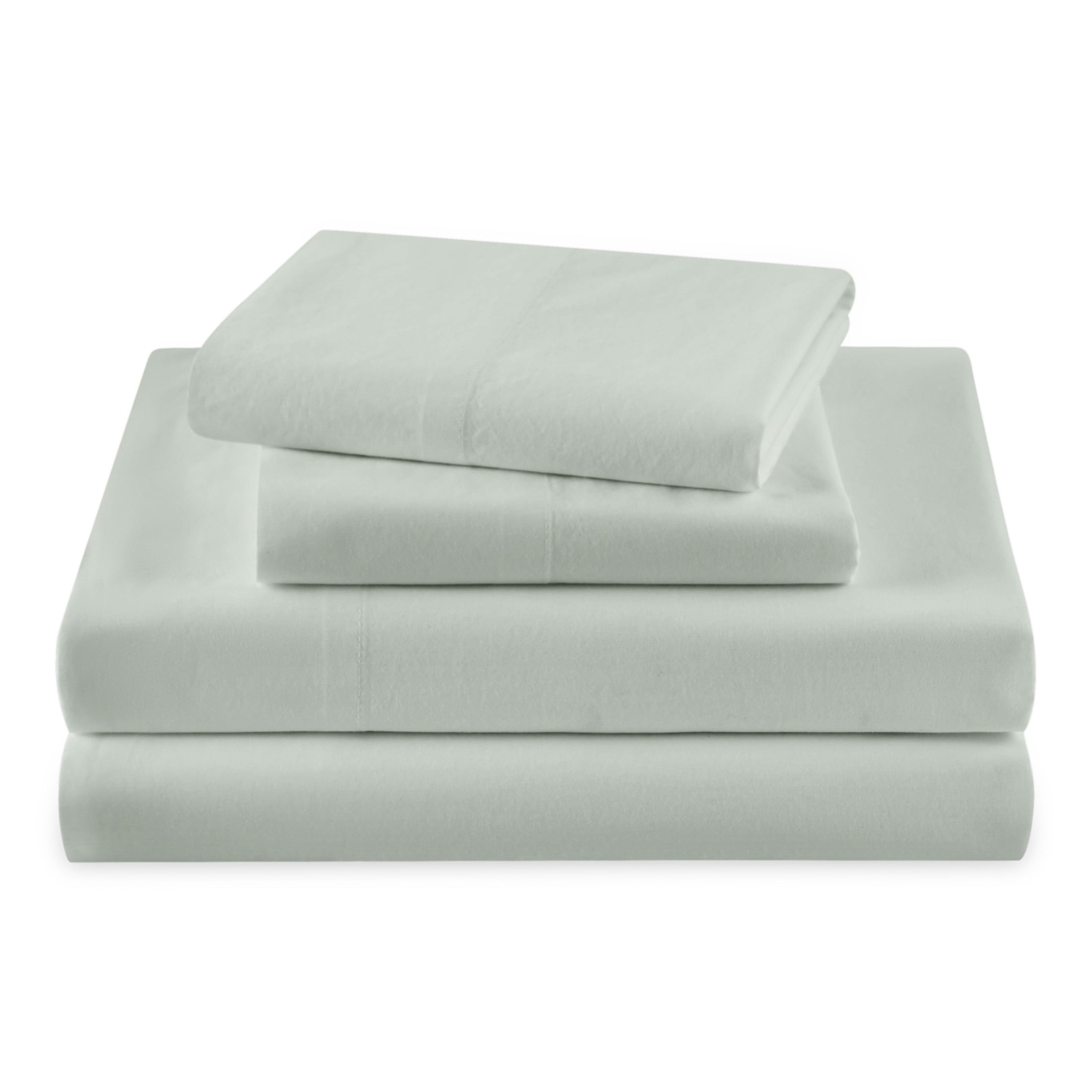 Premium Egyptian Cotton Solid 4-Piece 100% Cotton Washed Percale Sage Green Sheet Set, Full - Cooling Hotel Quality Bedding Sheets and Pillowcases - Default Title
