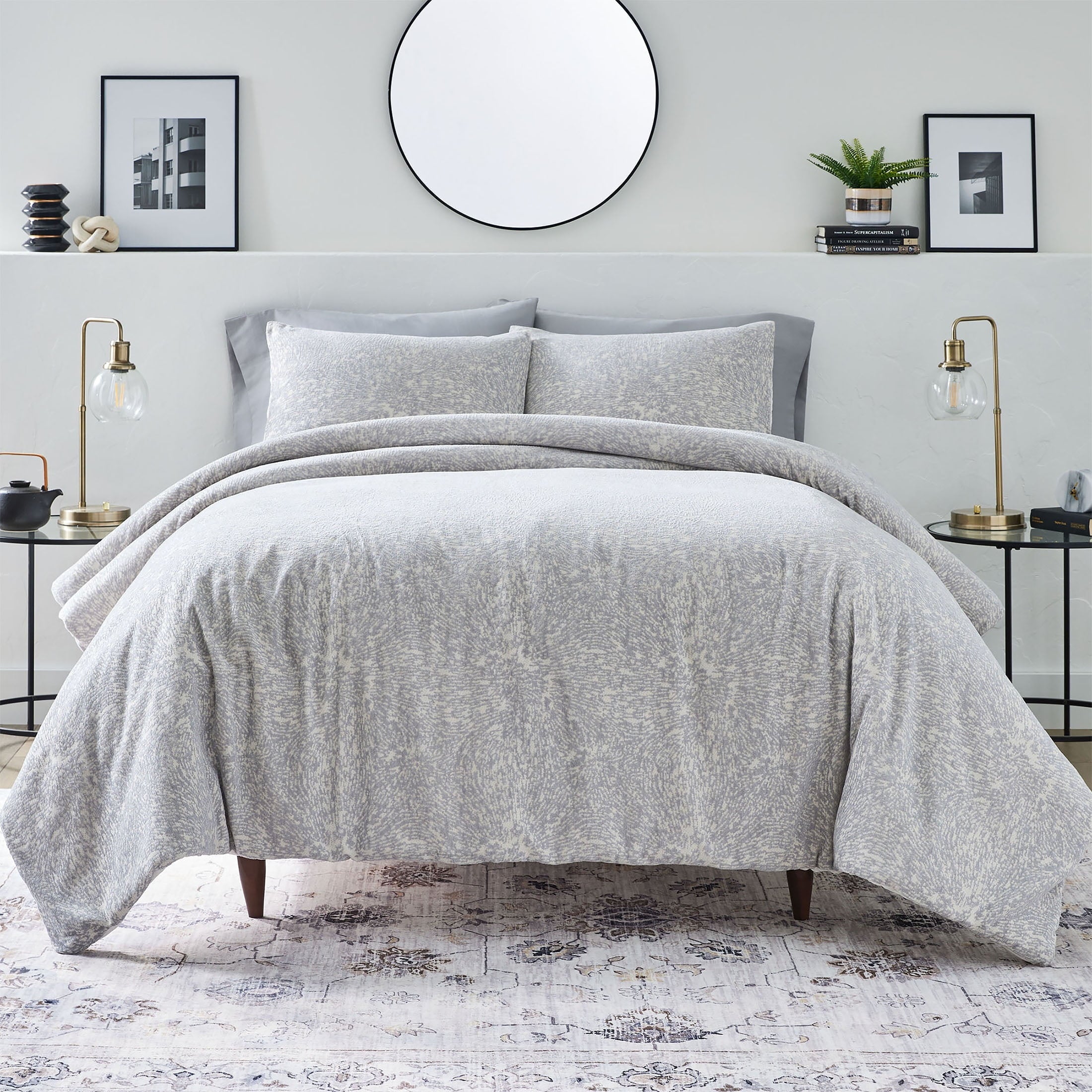 Luxurious Quilted Better Homes & Garden Grey Chenille 3-Piece Comforter Set, Full/Queen, All Ages - All-Season Down Alternative Comforter Insert - Default Title
