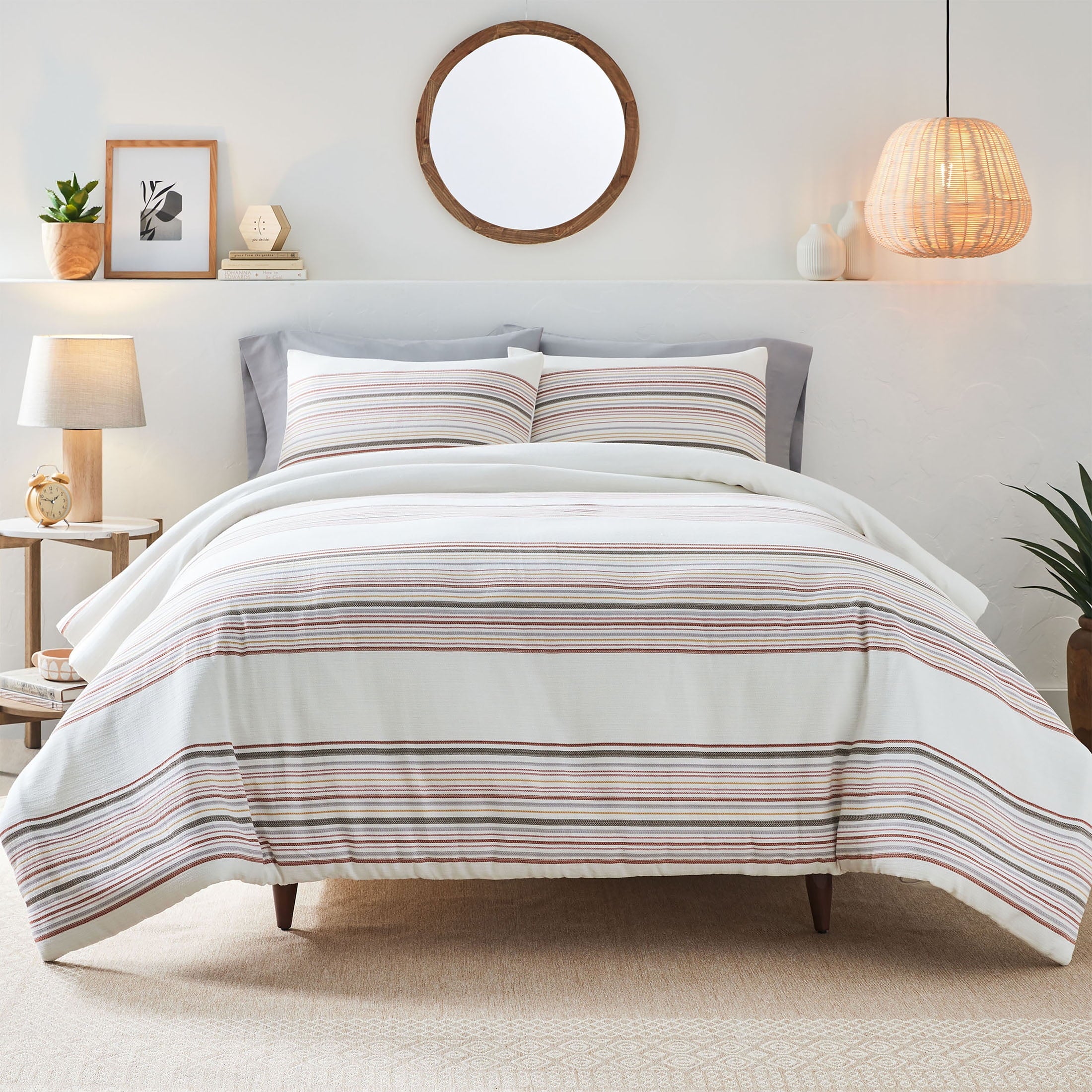 Hypoallergenic Cloud 3-Piece Red Yarn Dye Stripe Comforter Set, Full/Queen - All-Season Down Alternative Comforter Insert - Default Title