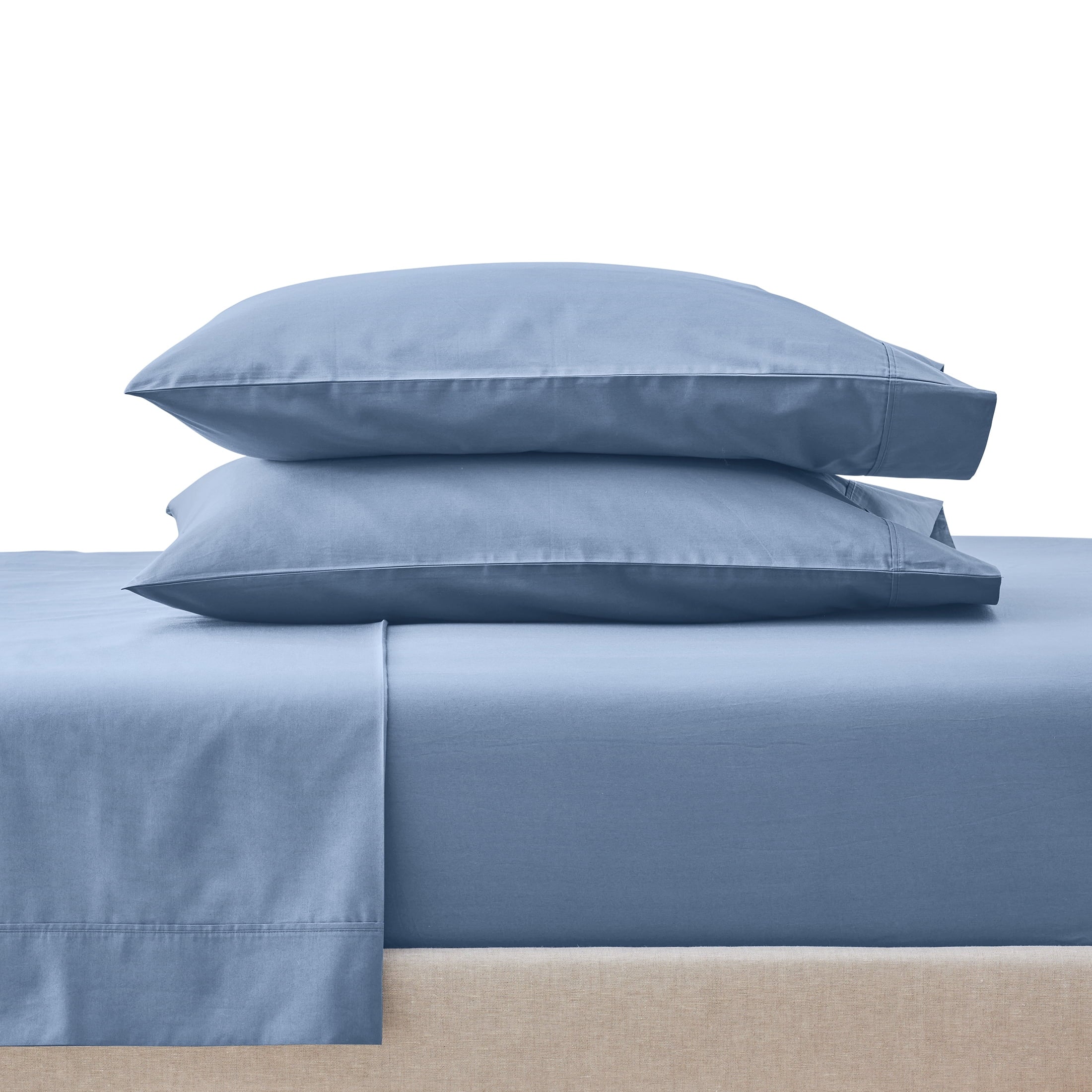 Wrinkle-Resistant Cool & Crisp 3-Piece 300 Thread Count Blue Water Cotton Percale Sheet Set, Twin - Cooling Hotel Quality Bedding Sheets and Pillowcases - Default Title