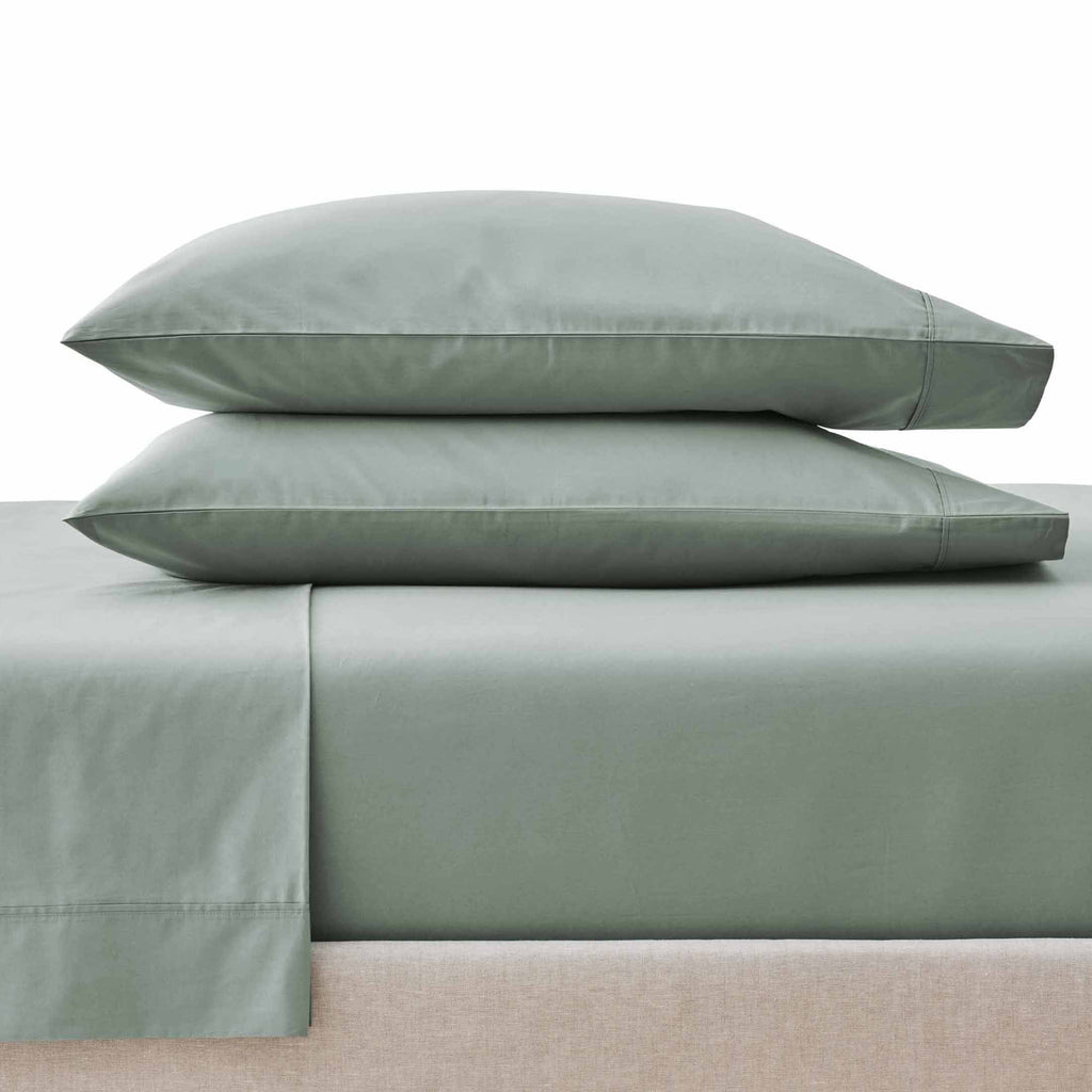 Premium Egyptian Cotton Cool & Crisp 4-Piece 300 Thread Count Green River Cotton Percale Sheet Set, Queen - Premium Ultra-Soft Pillowcase Pair for Sleeping - Default Title
