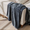 Cozy Fleece Textured Velvet Plush Soft Fleece Throw Blanket, Oversized, Greystone - Super Soft Reversible Sherpa Flannel Blanket - Default Title