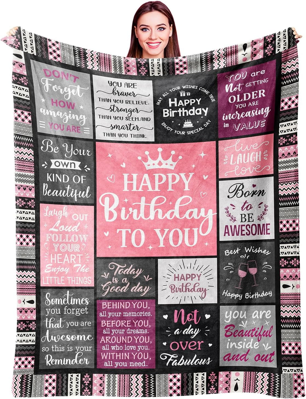 Lightweight Warm Birthday Gifts for Women Girls Throw Blanket, Happy Birthday Decorations for Women, Gifts for Women Birthday Unique, ... - Lightweight Plush Warm Blanket for All Seasons - Default Title