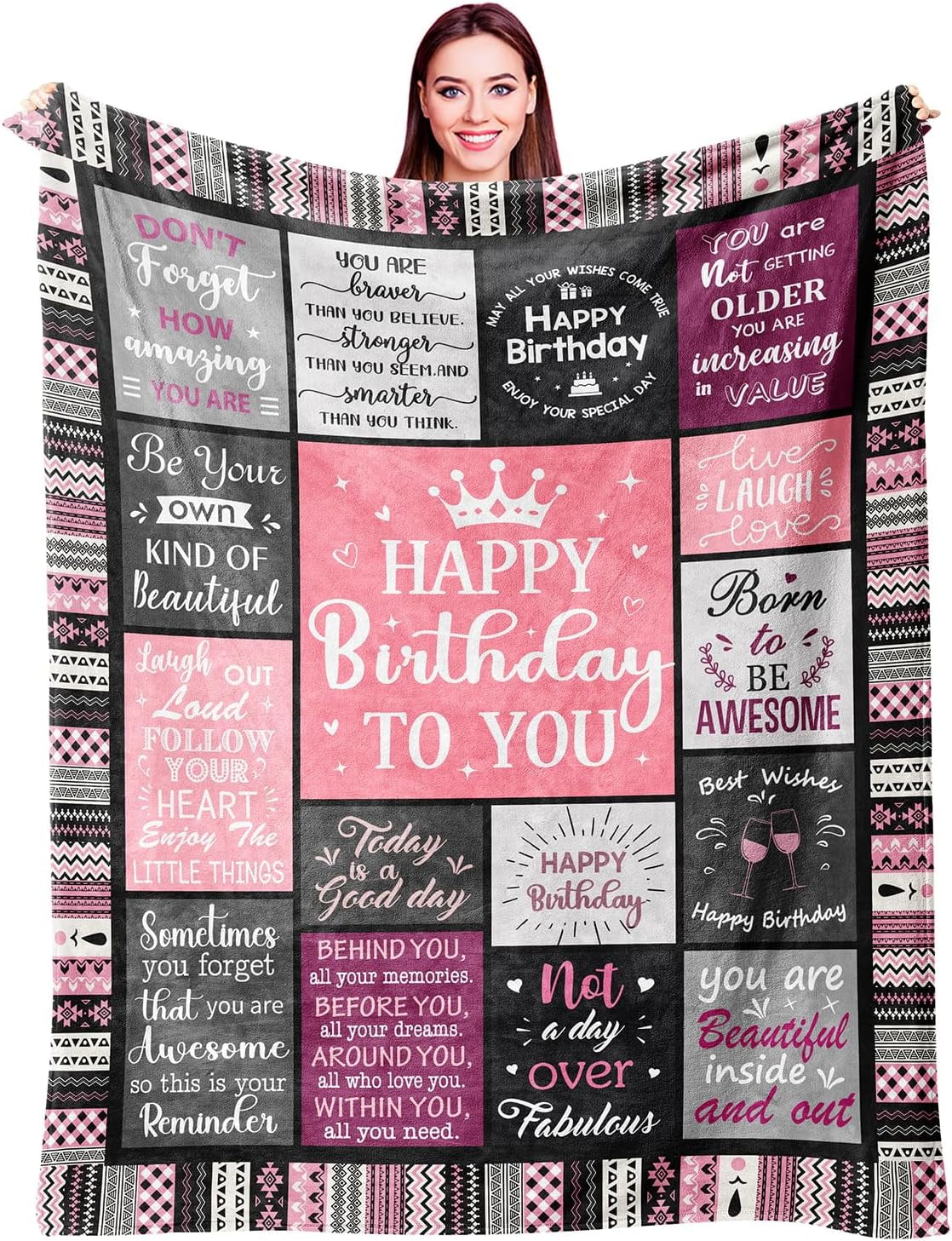 Lightweight Warm Birthday Gifts for Women Girls Throw Blanket, Happy Birthday Decorations for Women, Gifts for Women Birthday Unique, ... - Lightweight Plush Warm Blanket for All Seasons - Default Title